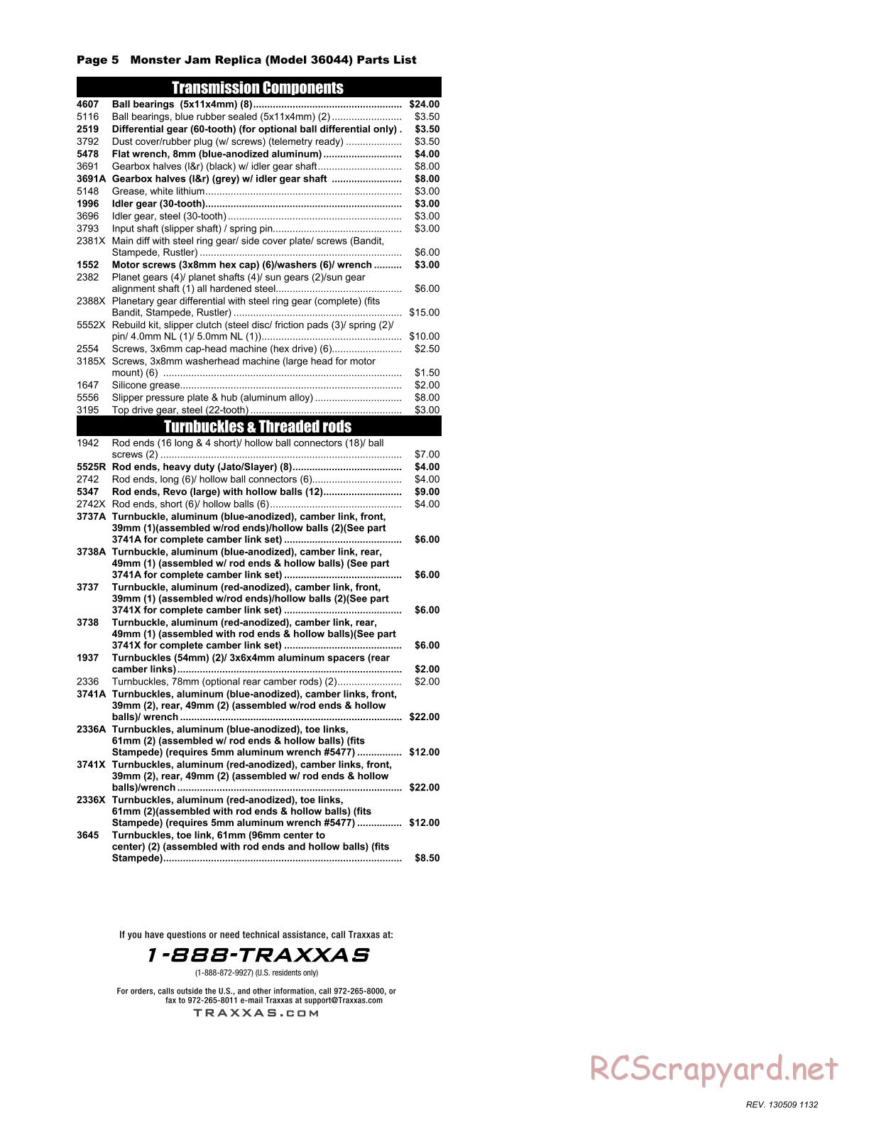 Traxxas - Monster Jam - Son-Uva Digger - Parts List - Page 5
