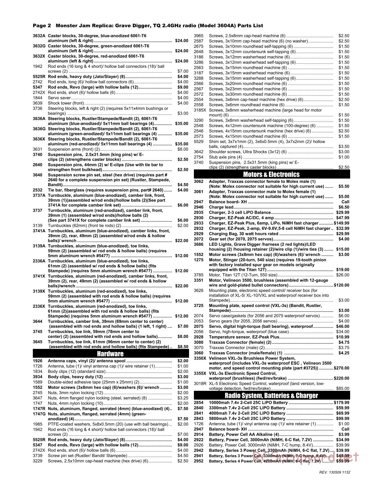 Traxxas - Monster Jam - Grave Digger - Parts List - Page 2
