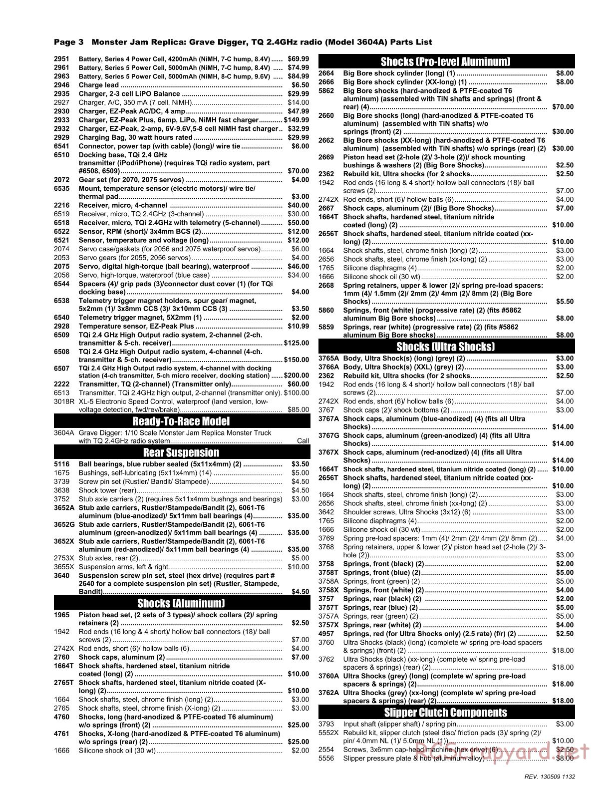 Traxxas - Monster Jam - Grave Digger - Parts List - Page 3