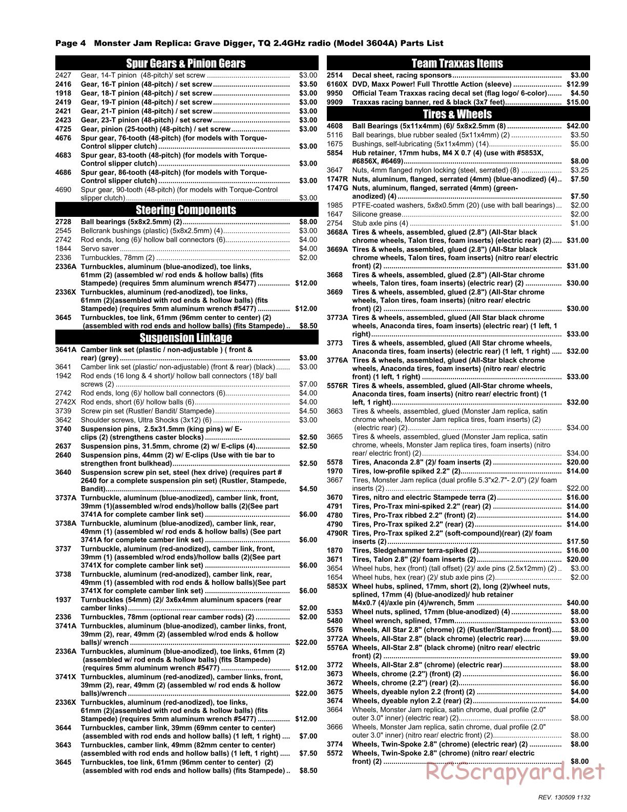 Traxxas - Monster Jam - Grave Digger - Parts List - Page 4
