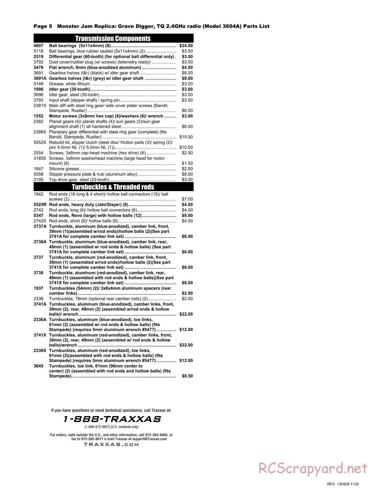 Traxxas - Monster Jam - Grave Digger - Parts List - Page 5