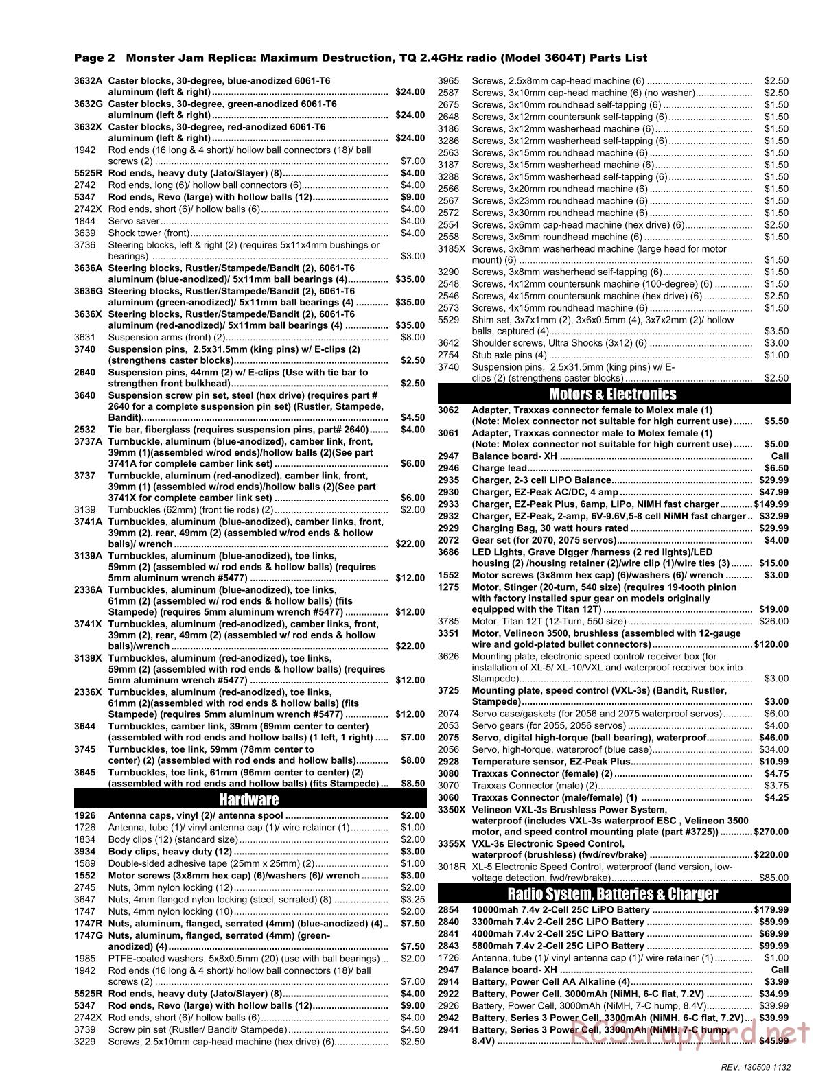 Traxxas - Monster Jam - Maximum Destruction - Parts List - Page 2