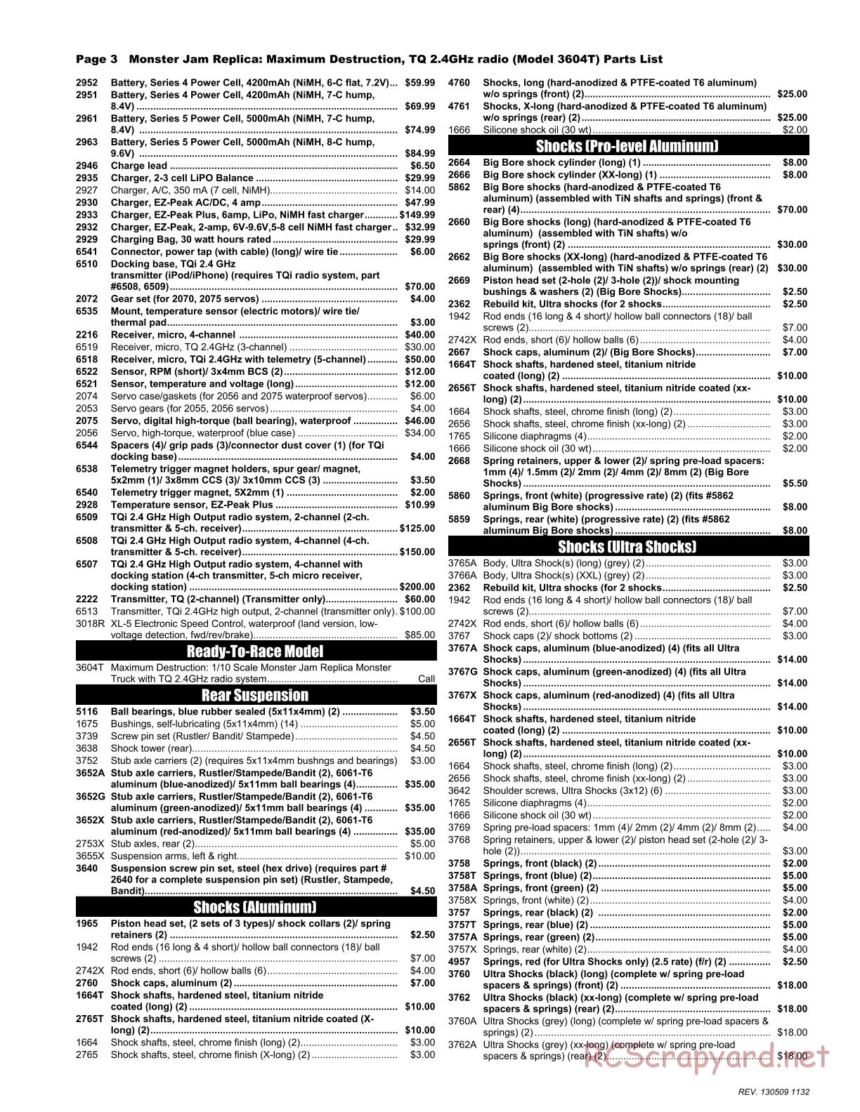 Traxxas - Monster Jam - Maximum Destruction - Parts List - Page 3