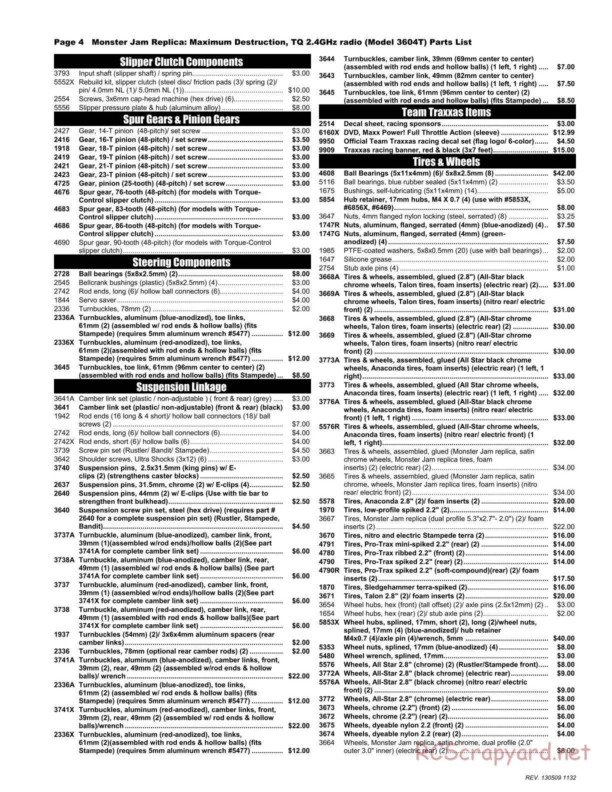 Traxxas - Monster Jam - Maximum Destruction - Parts List - Page 4