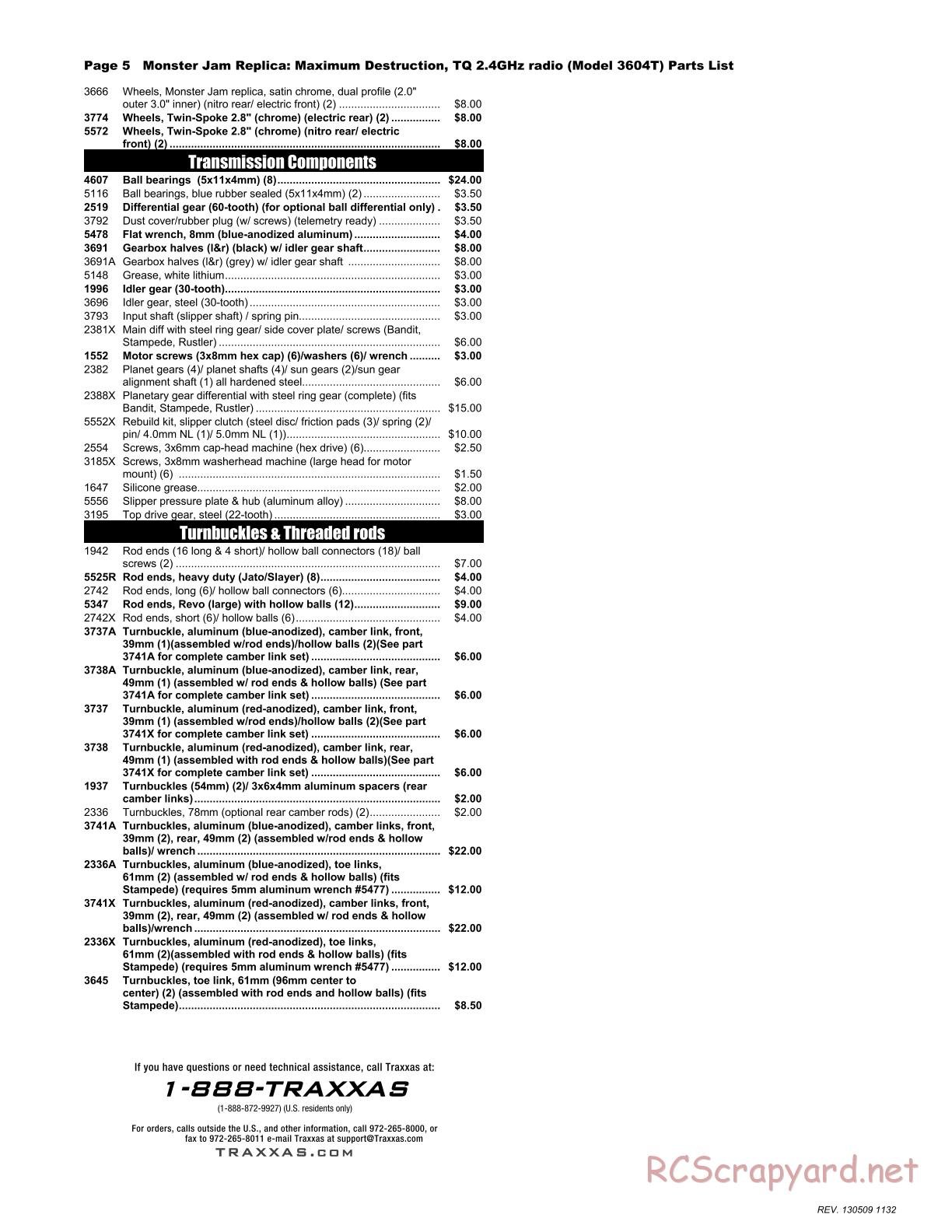 Traxxas - Monster Jam - Maximum Destruction - Parts List - Page 5