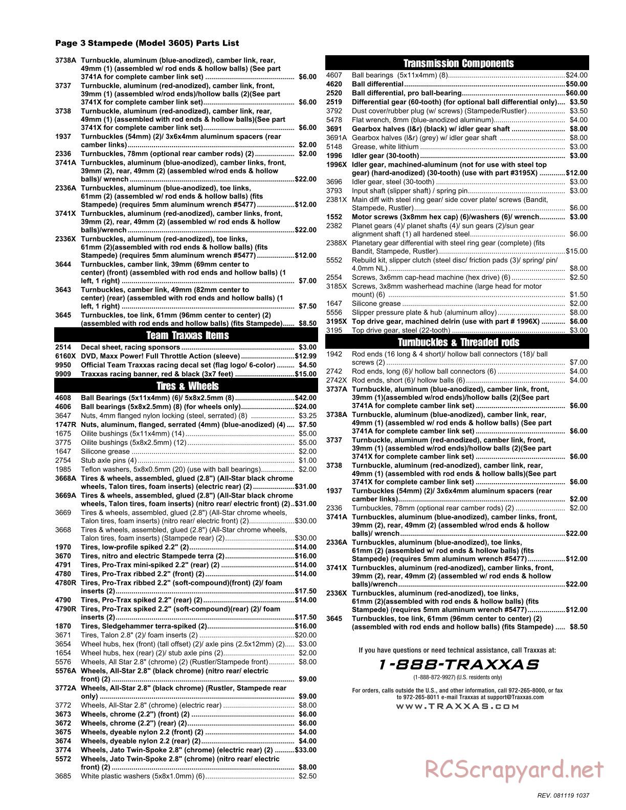 Traxxas - Stampede XL-5 - Parts List - Page 3