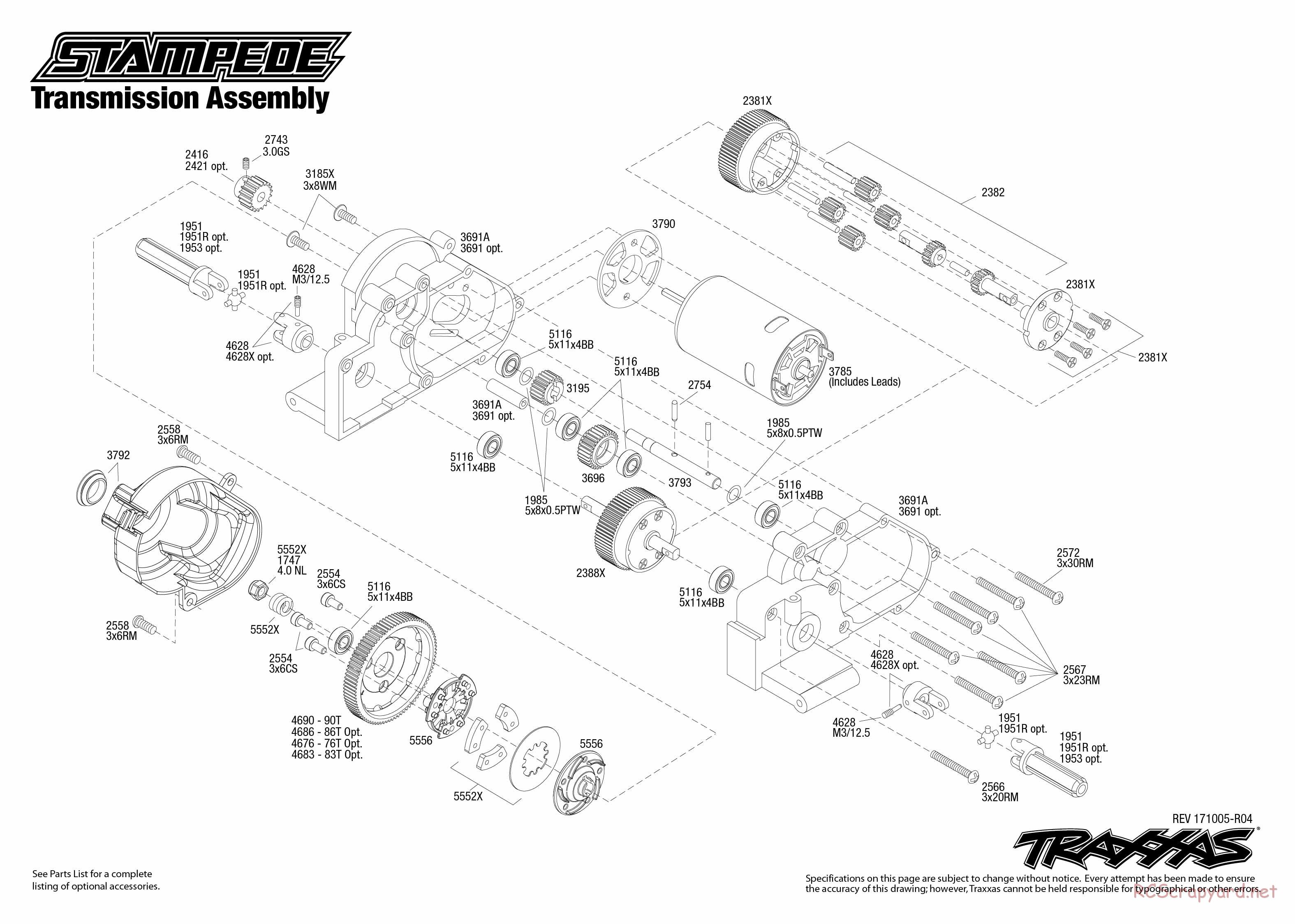 Traxxas - Stampede XL-5 (2018) - Exploded Views - Page 4