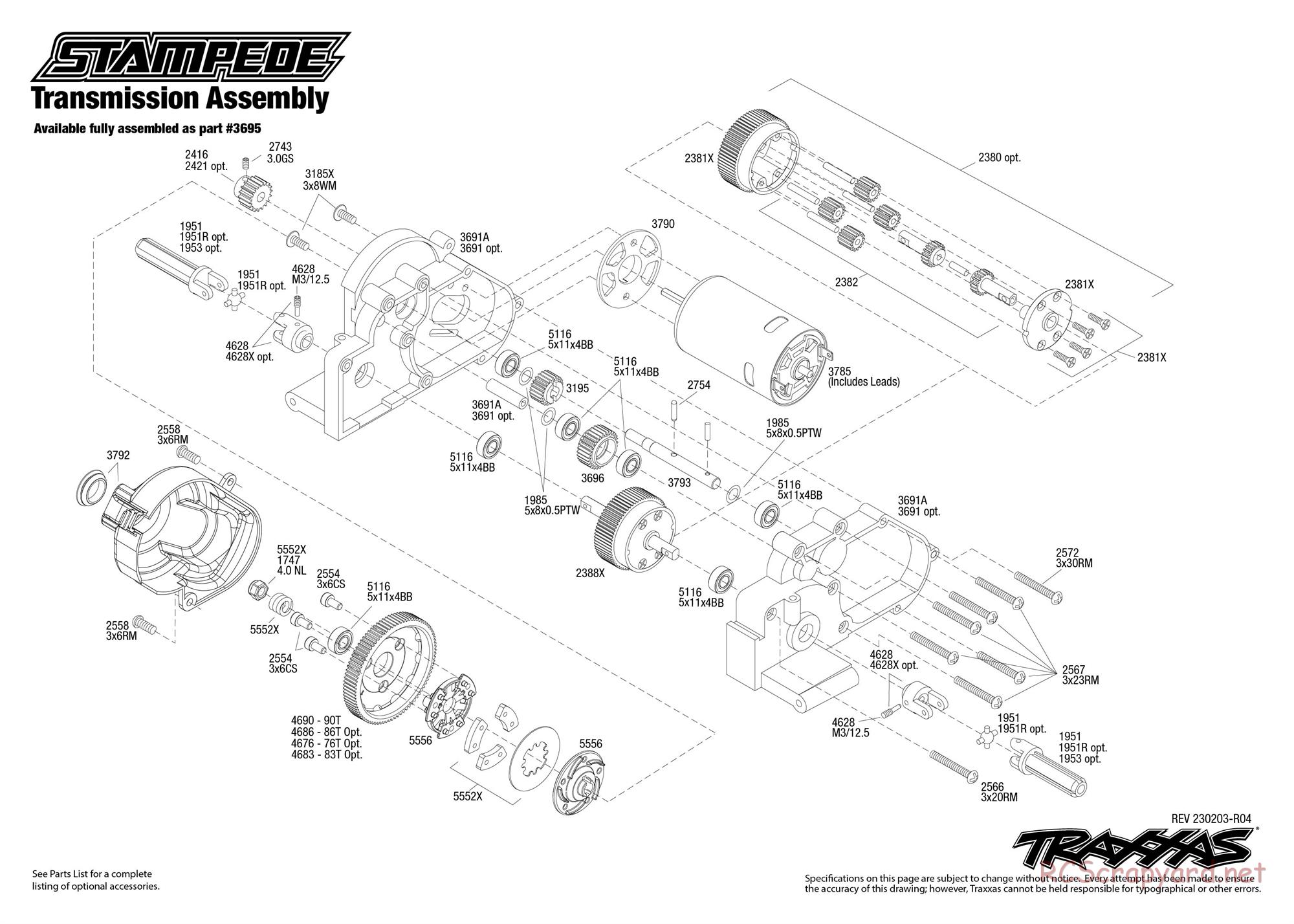 Traxxas - Stampede XL-5 (2018) - Exploded Views - Page 1