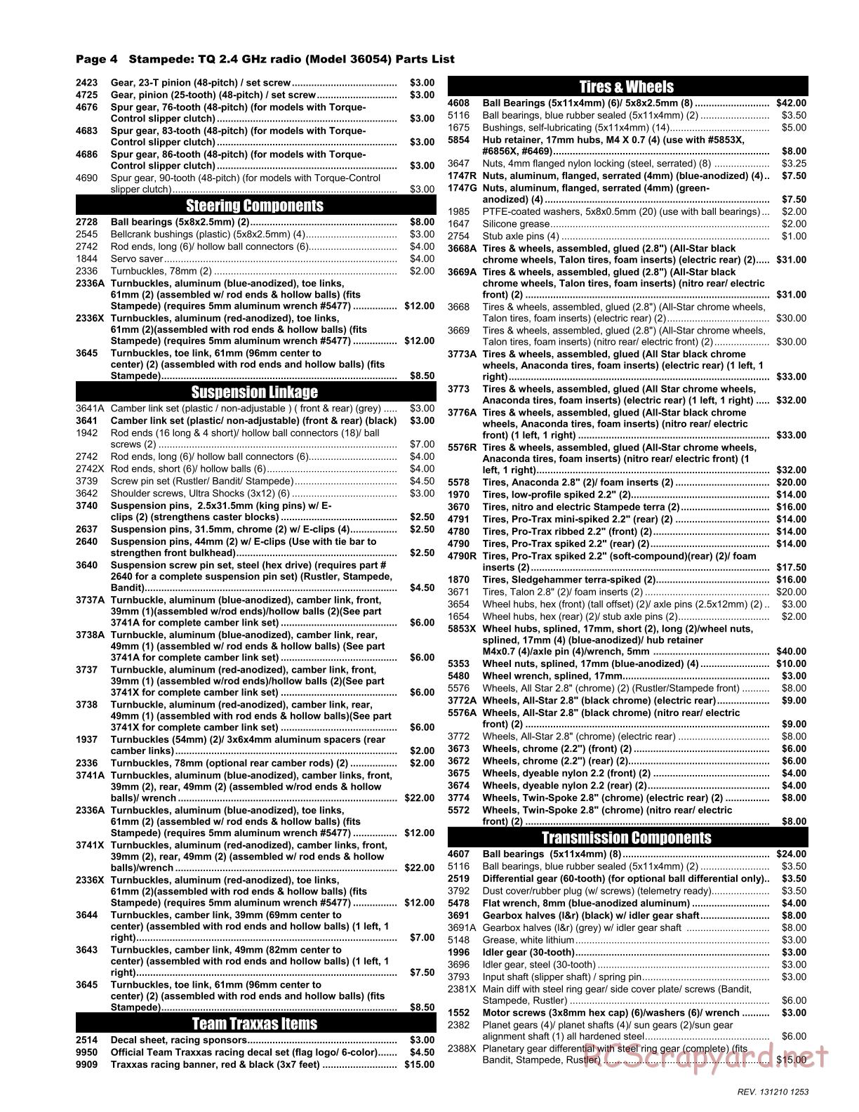 Traxxas - Stampede XL-5 - Parts List - Page 4