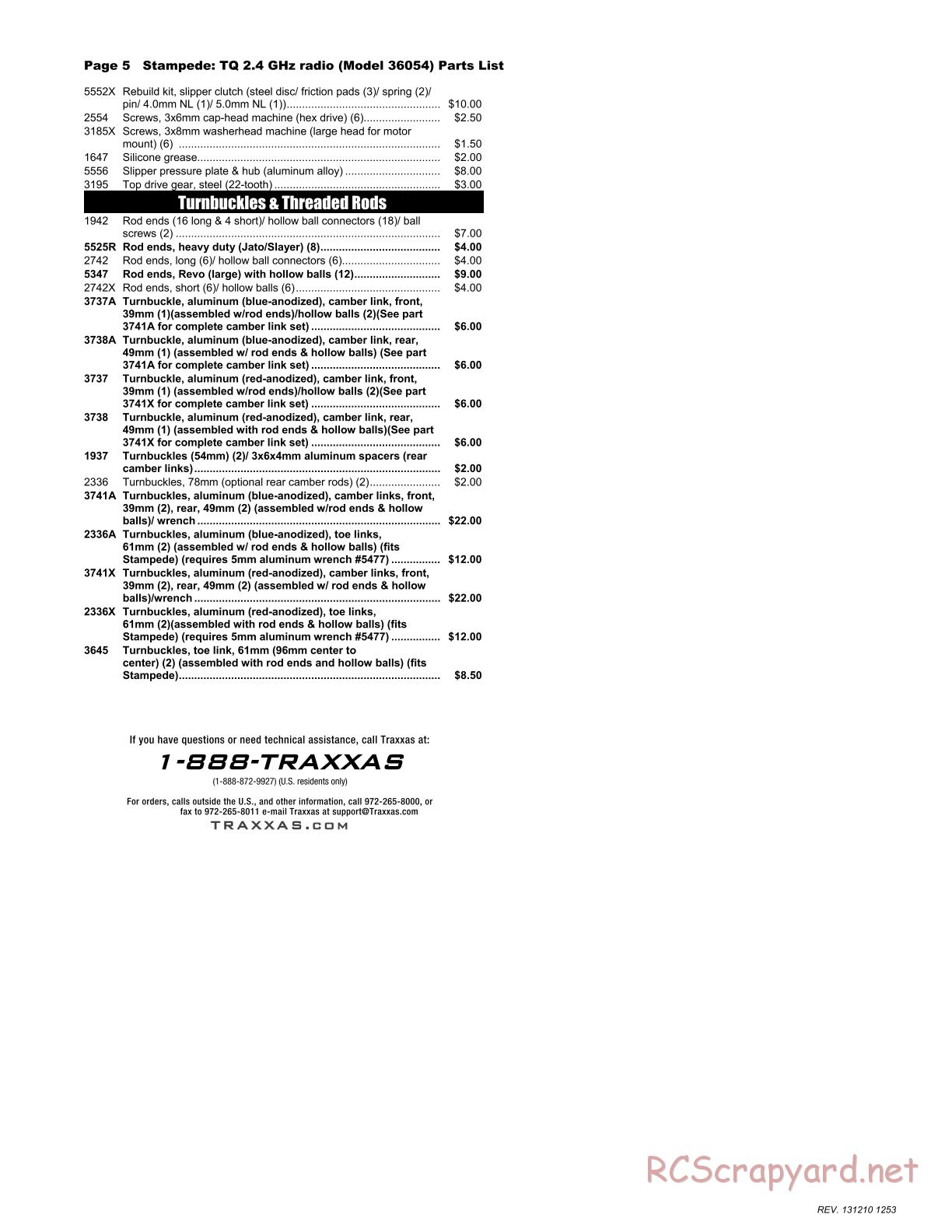 Traxxas - Stampede XL-5 - Parts List - Page 5