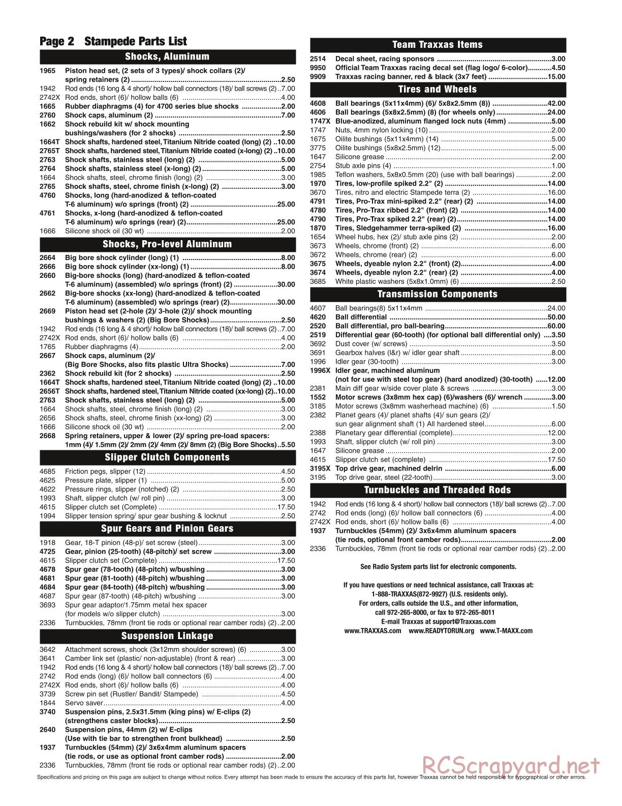 Traxxas - Stampede XL-1 - Parts List - Page 2