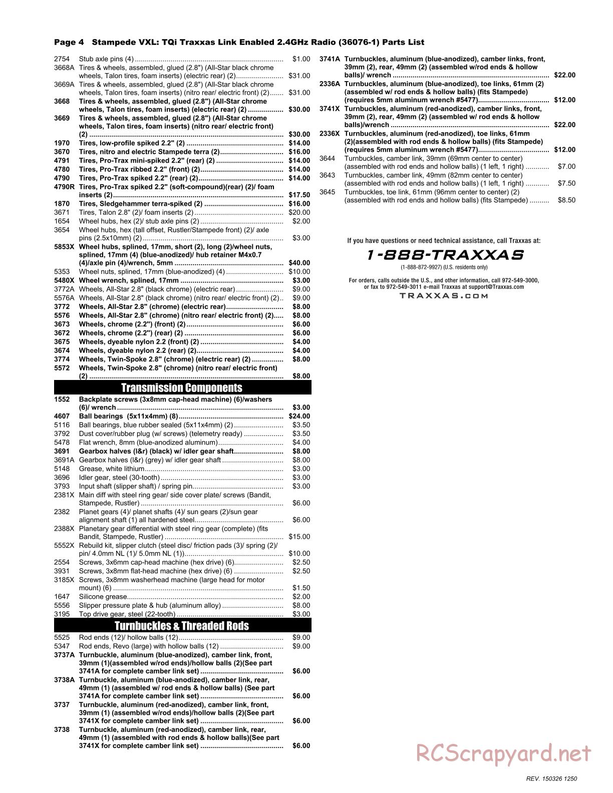Traxxas - Stampede VXL - Parts List - Page 4
