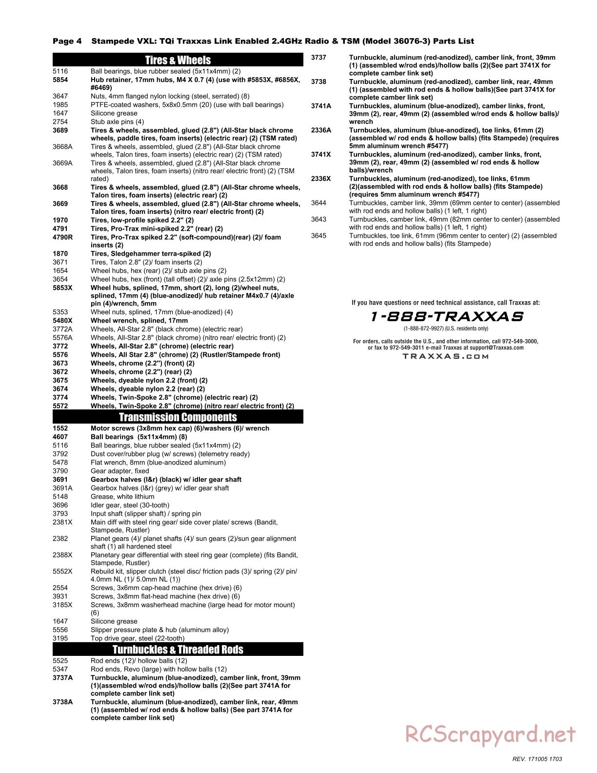 Traxxas - Stampede VXL - Parts List - Page 4