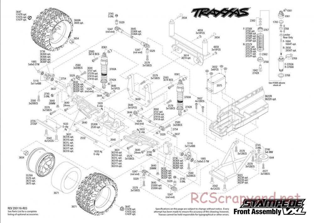 Traxxas - Stampede VXL TSM Rock n' Roll (2017) - Exploded Views - Page 2