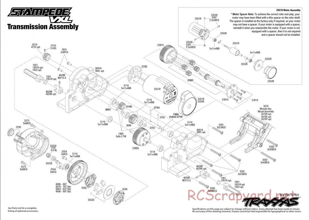 Traxxas - Stampede VXL TSM Rock n' Roll (2017) - Exploded Views - Page 4