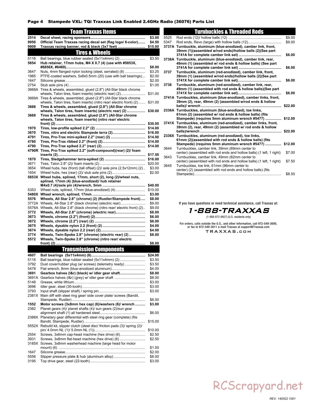 Traxxas - Stampede VXL - Parts List - Page 4