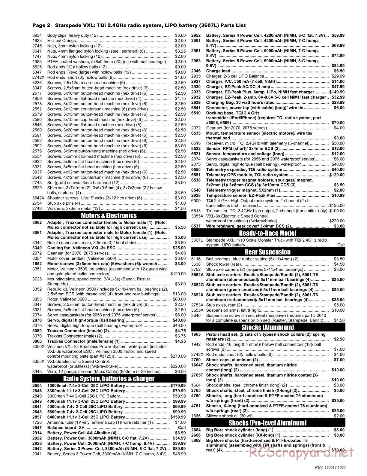 Traxxas - Stampede VXL - Parts List - Page 2