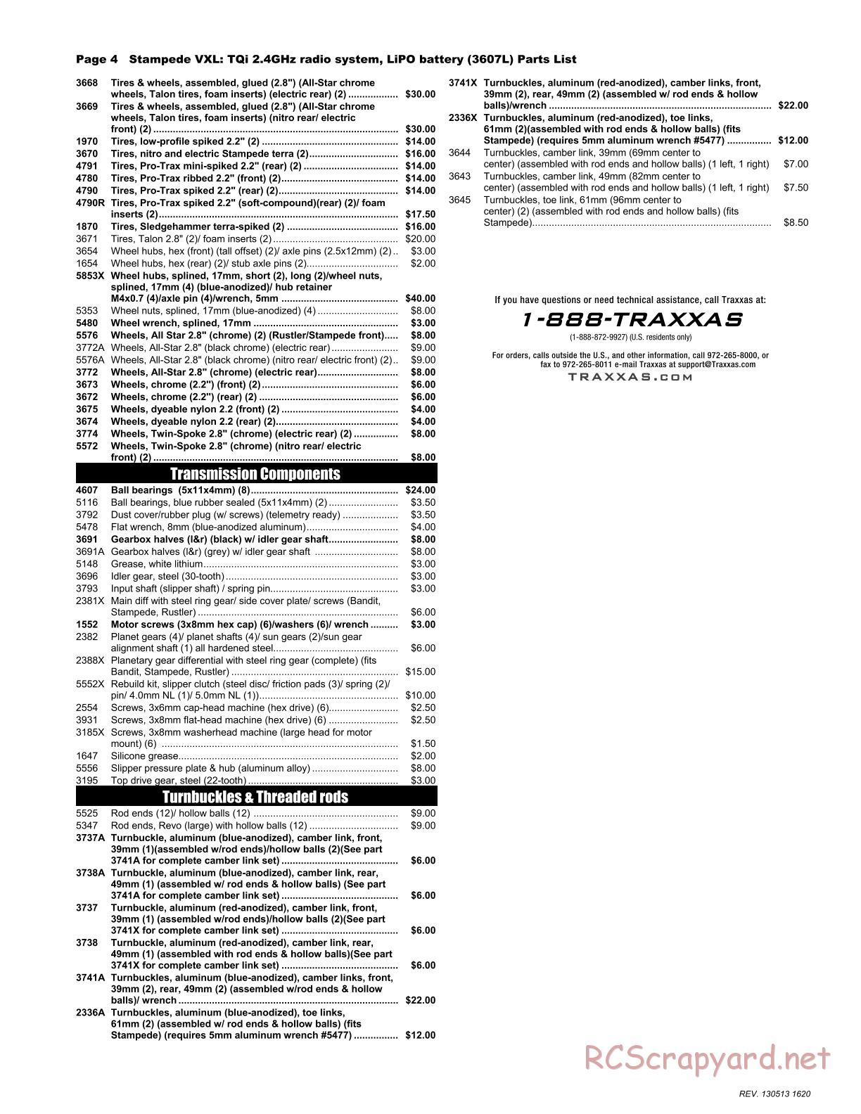 Traxxas - Stampede VXL - Parts List - Page 4