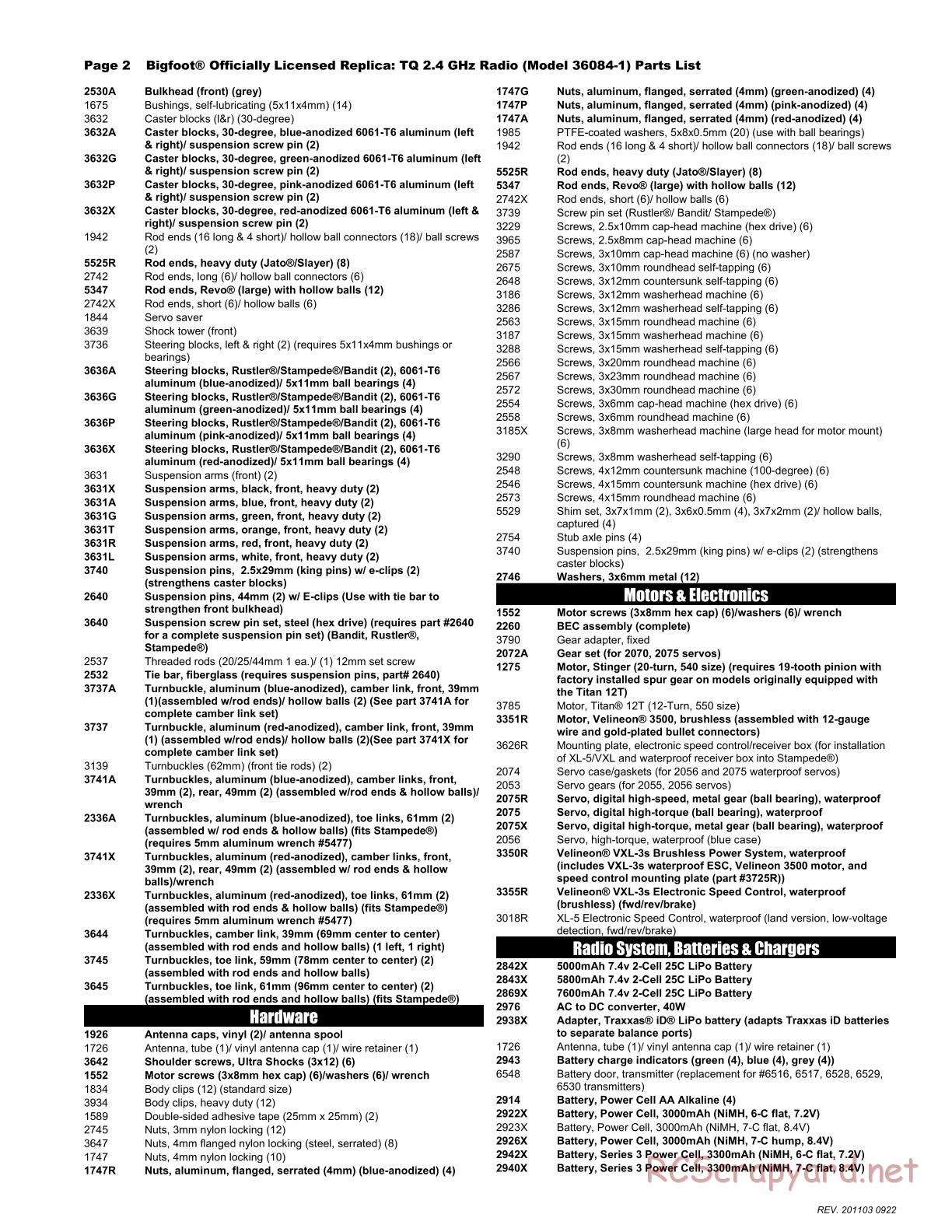 Traxxas - Bigfoot - Parts List - Page 2