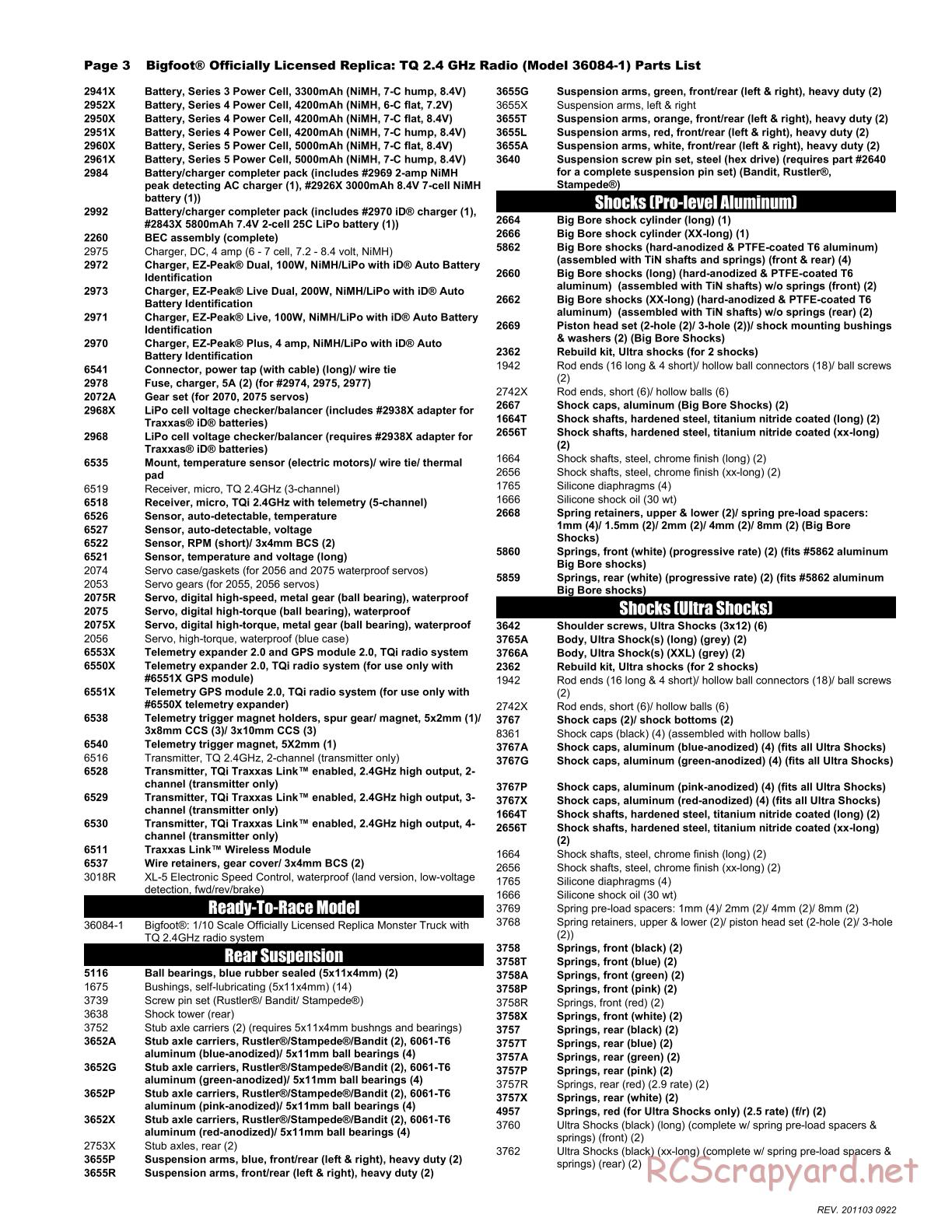 Traxxas - Bigfoot - Parts List - Page 3