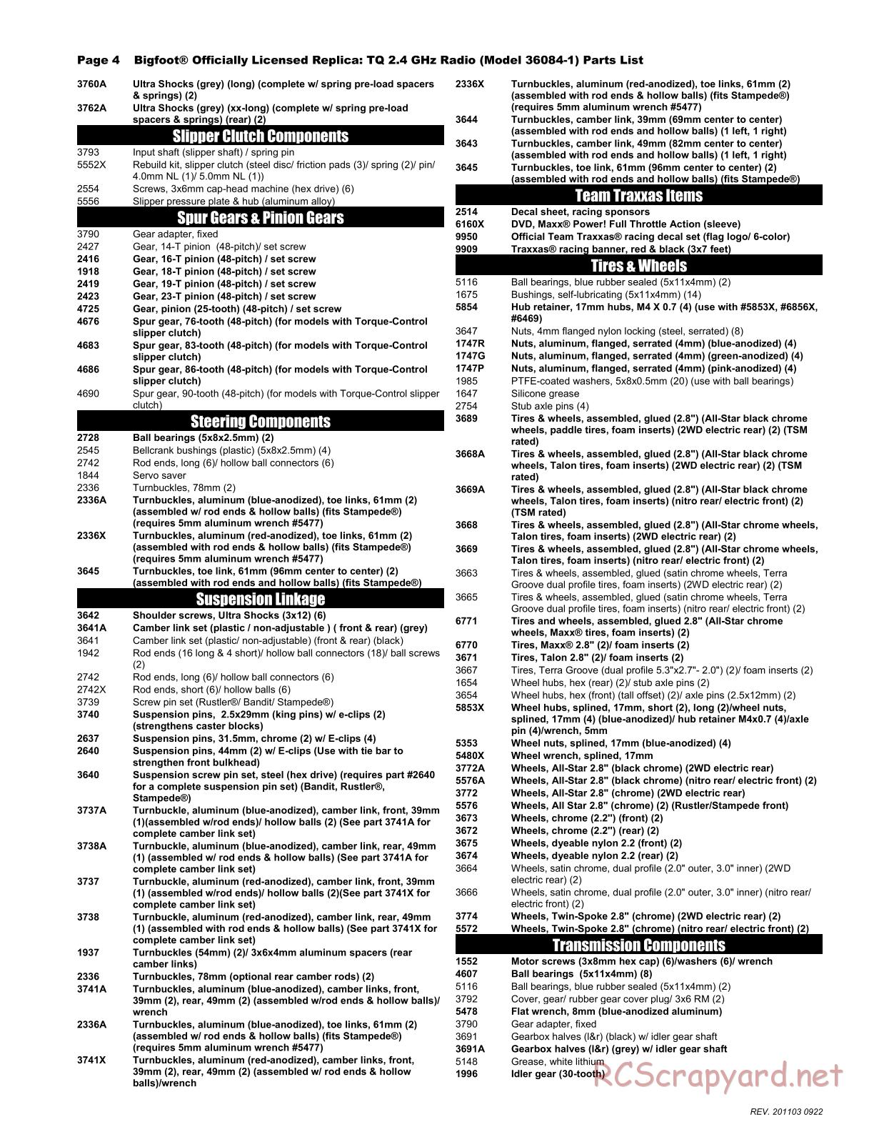 Traxxas - Bigfoot - Parts List - Page 4