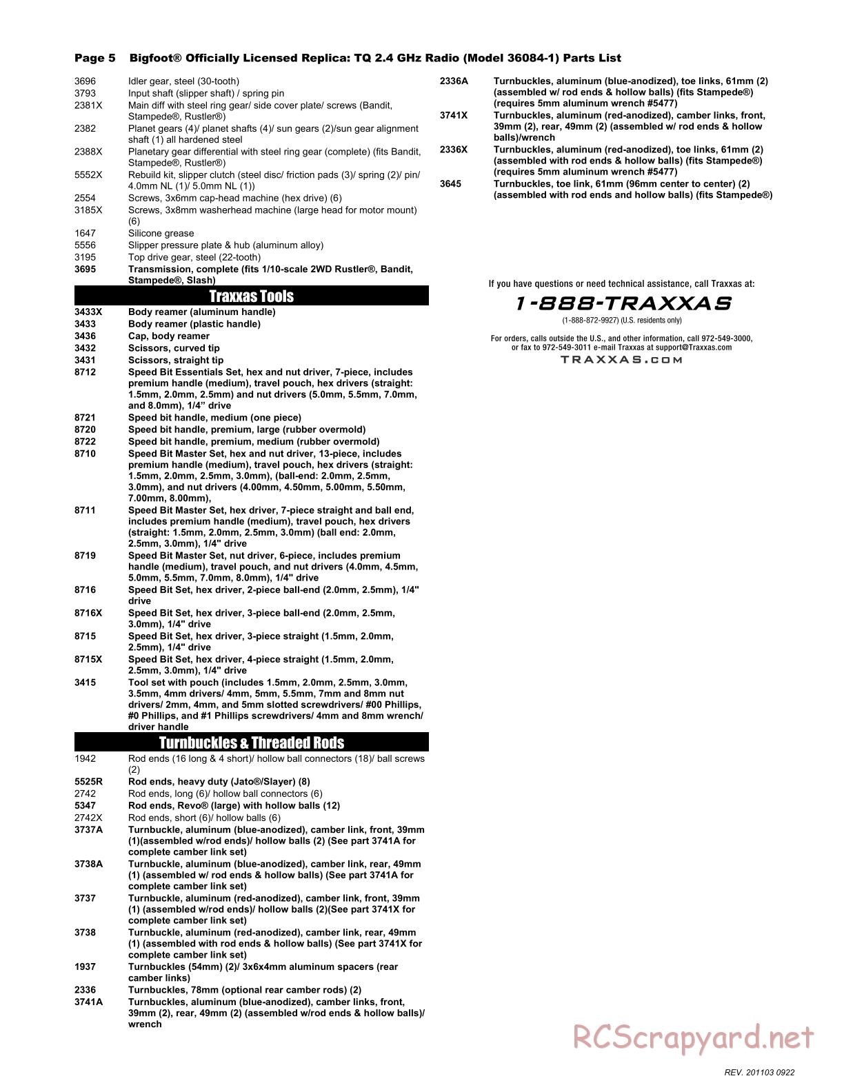 Traxxas - Bigfoot - Parts List - Page 5