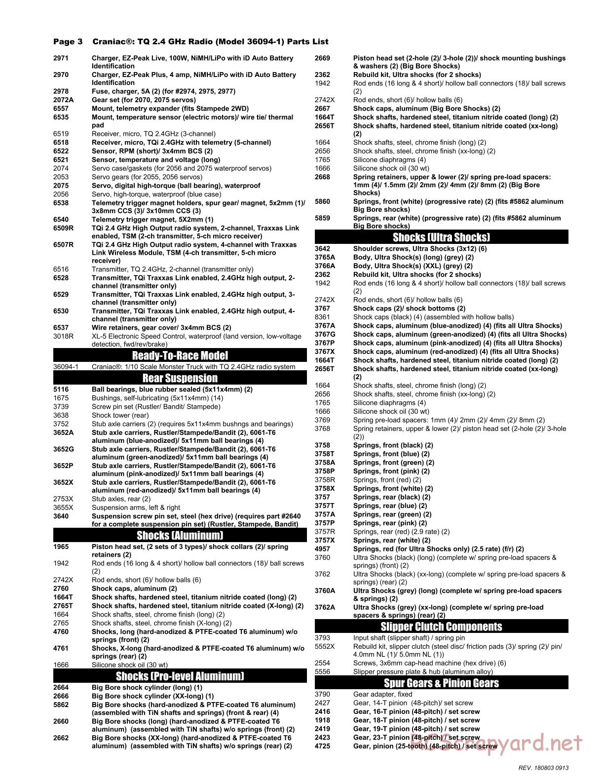 Traxxas - Craniac - Parts List - Page 3