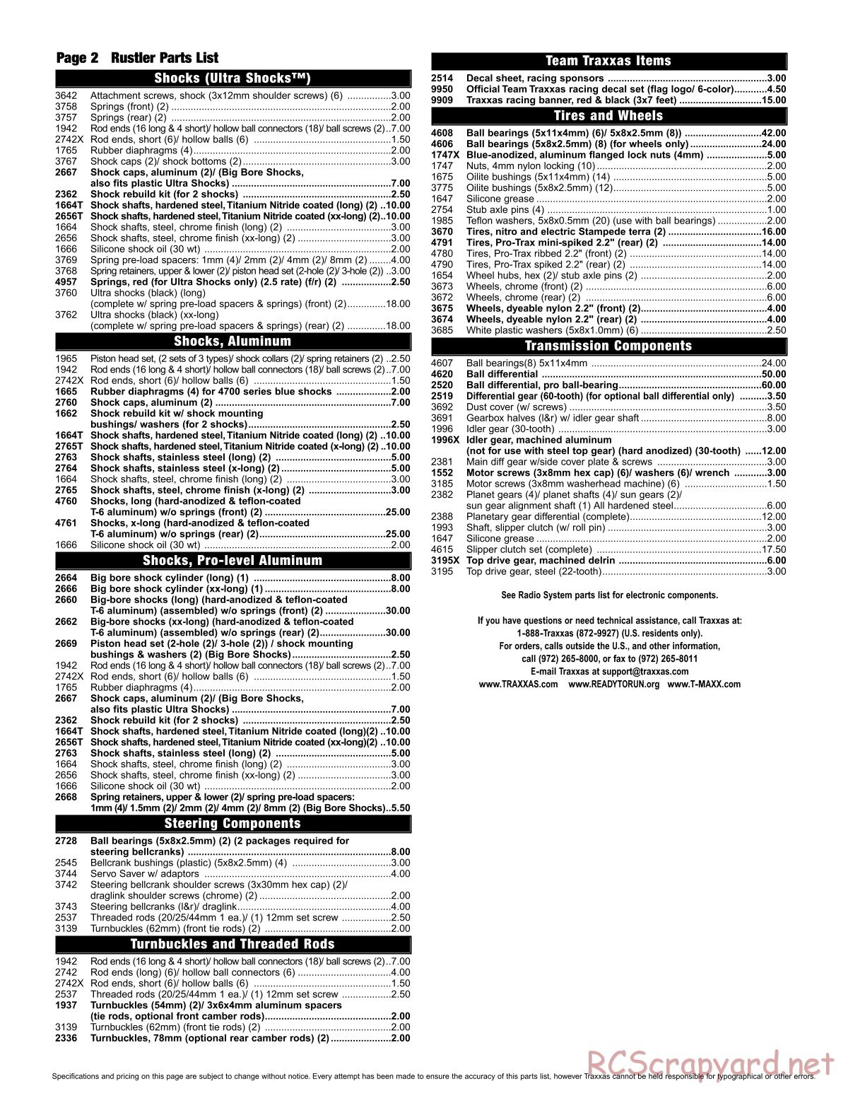 Traxxas - Rustler - Parts List - Page 2
