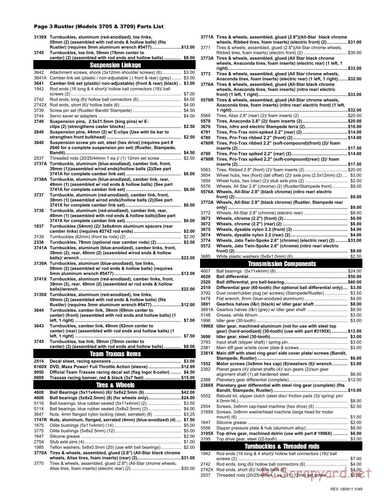 Traxxas - Rustler XL-5 - Parts List - Page 3