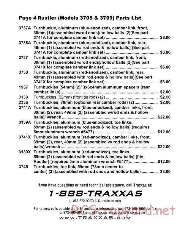 Traxxas - Rustler XL-5 - Parts List - Page 4