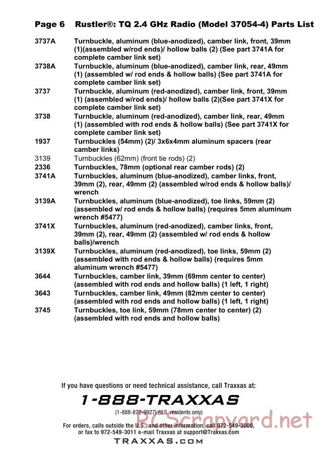 Traxxas - Rustler XL-5 (2018) - Parts List - Page 6