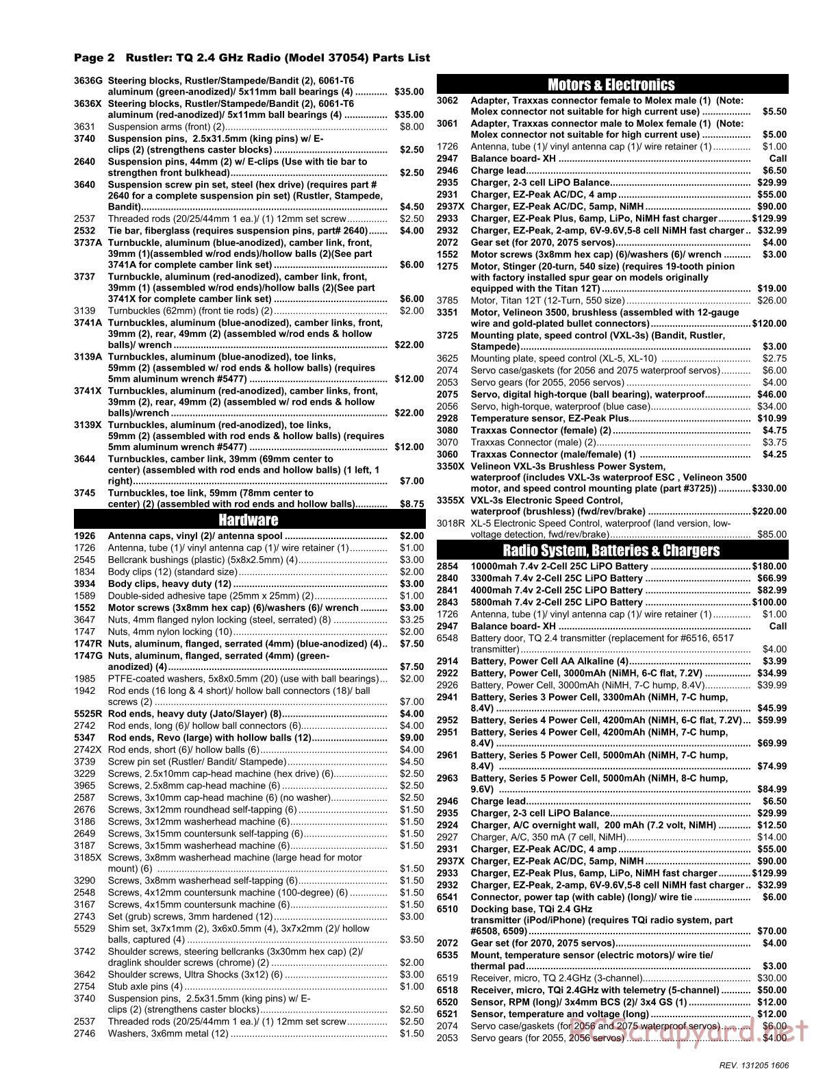 Traxxas - Rustler XL-5 (2013) - Parts List - Page 2