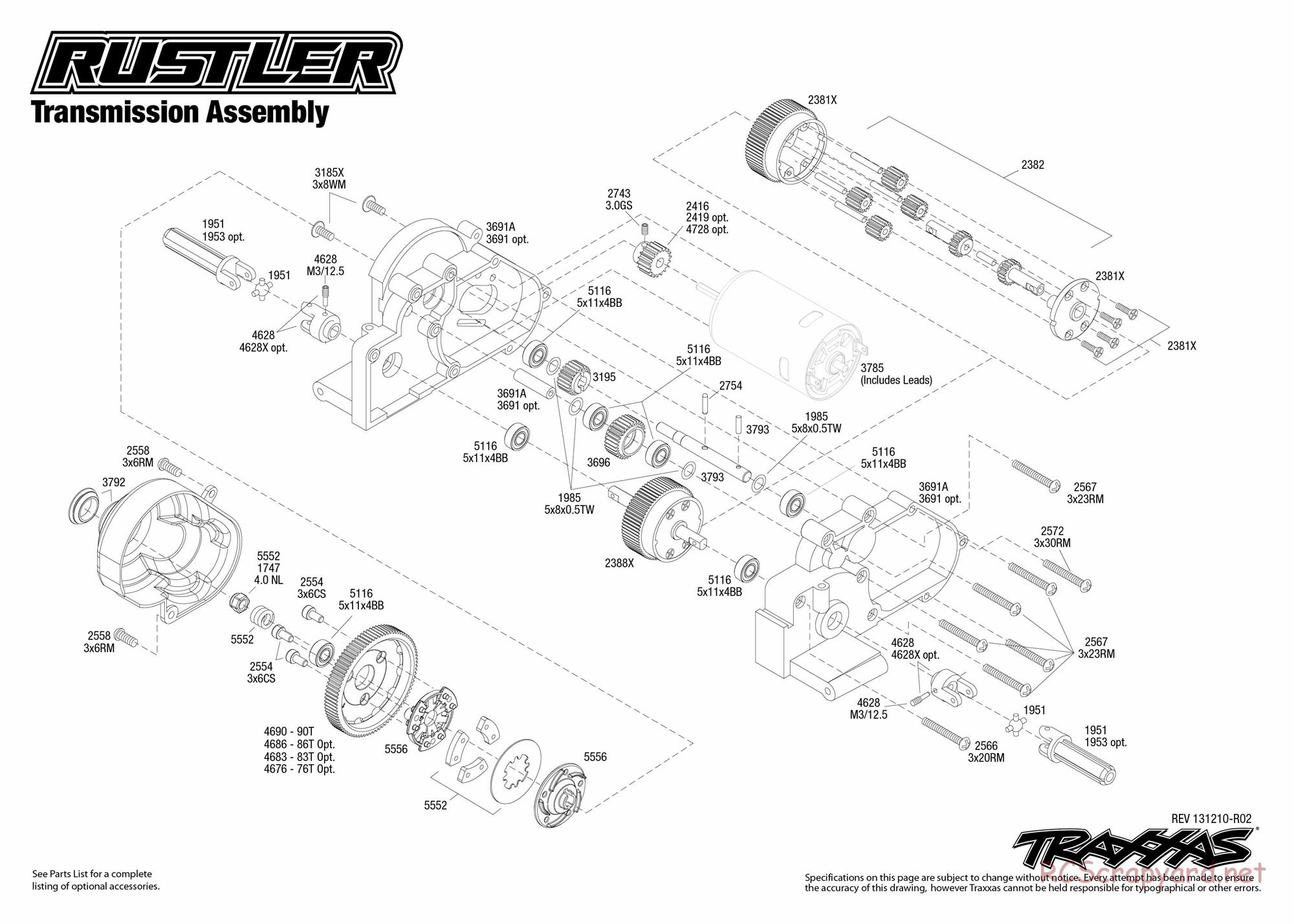 Traxxas - Rustler XL-5 (2013) - Exploded Views - Page 4