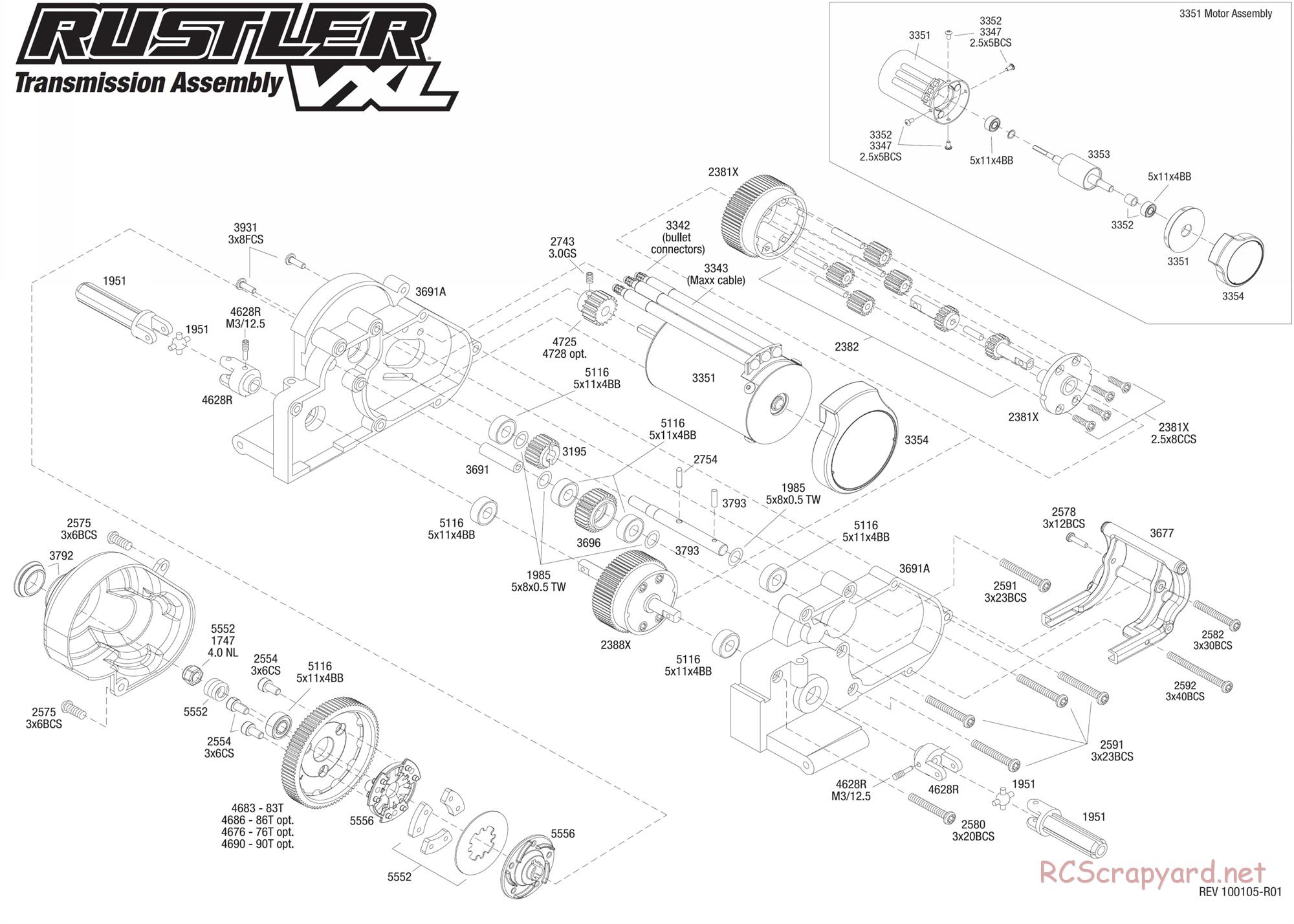 Traxxas - Rustler VXL - Exploded Views - Page 4