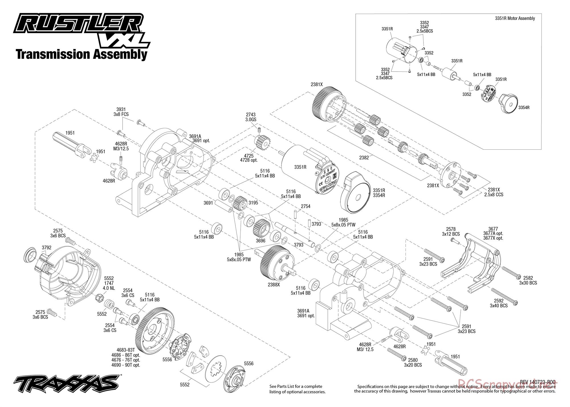 Traxxas - Rustler VXL (2015) - Exploded Views - Page 4