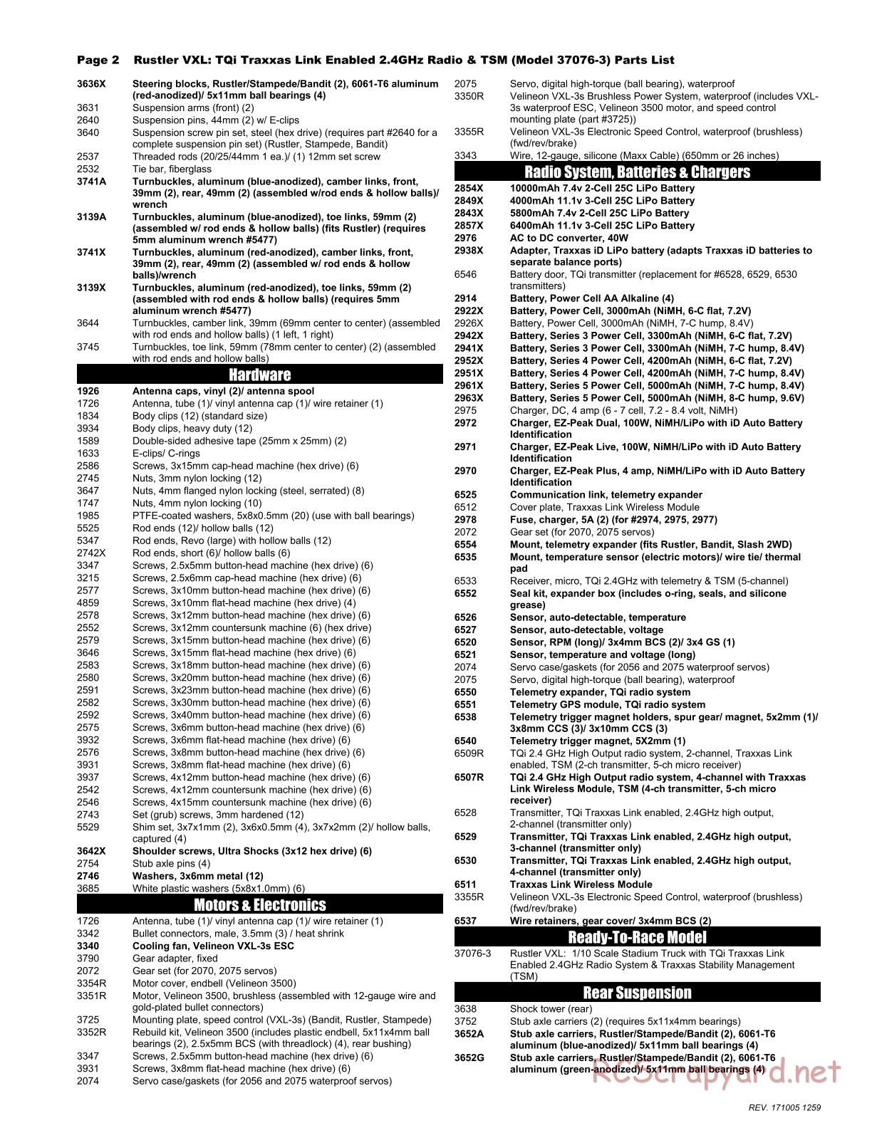 Traxxas - Rustler VXL TSM (2015) - Parts List - Page 2