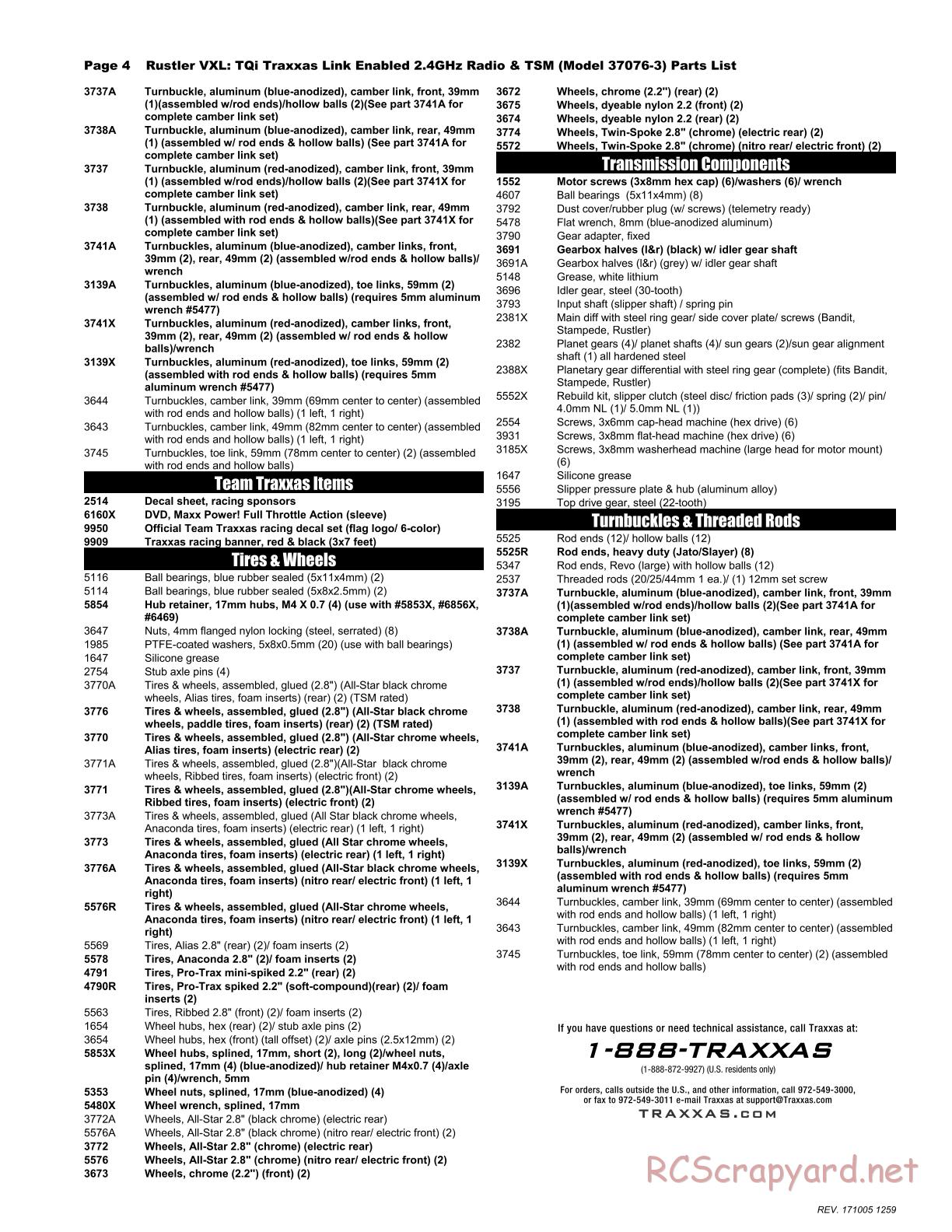Traxxas - Rustler VXL TSM (2015) - Parts List - Page 4
