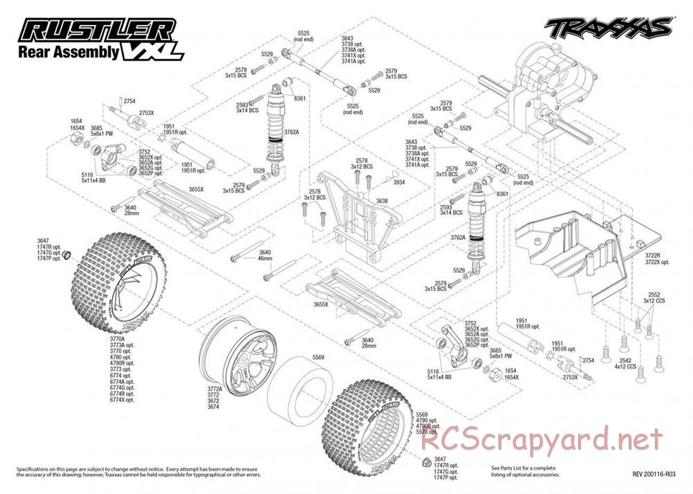 Traxxas - Rustler VXL TSM - Exploded Views - Page 3