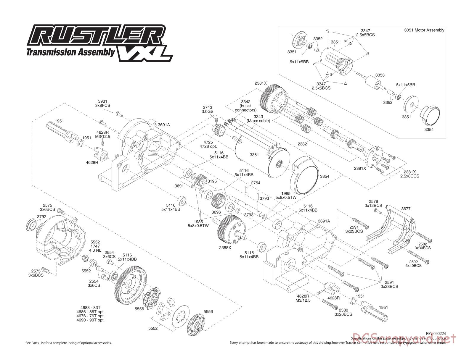 Traxxas - Rustler VXL (2007) - Exploded Views - Page 4