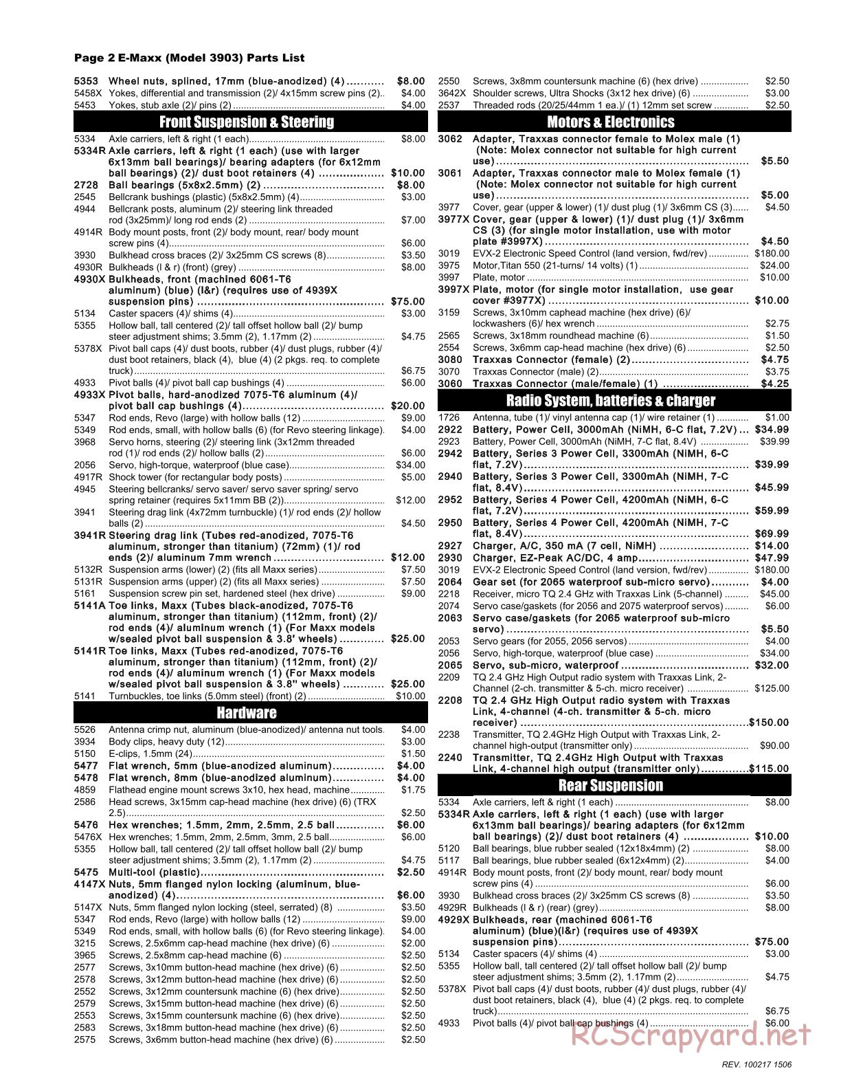 Traxxas - E-Maxx (2010) - Parts List - Page 2