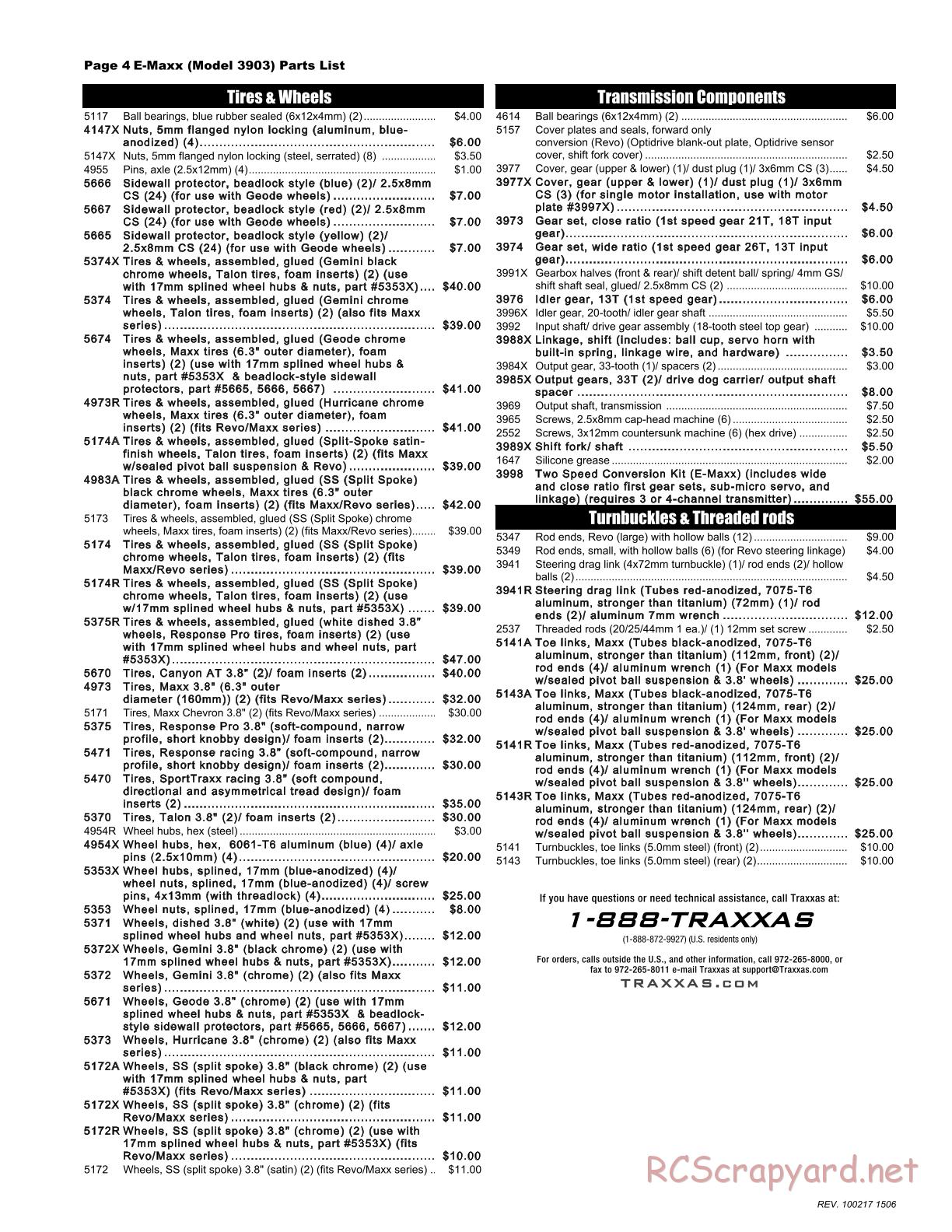 Traxxas - E-Maxx (2010) - Parts List - Page 4