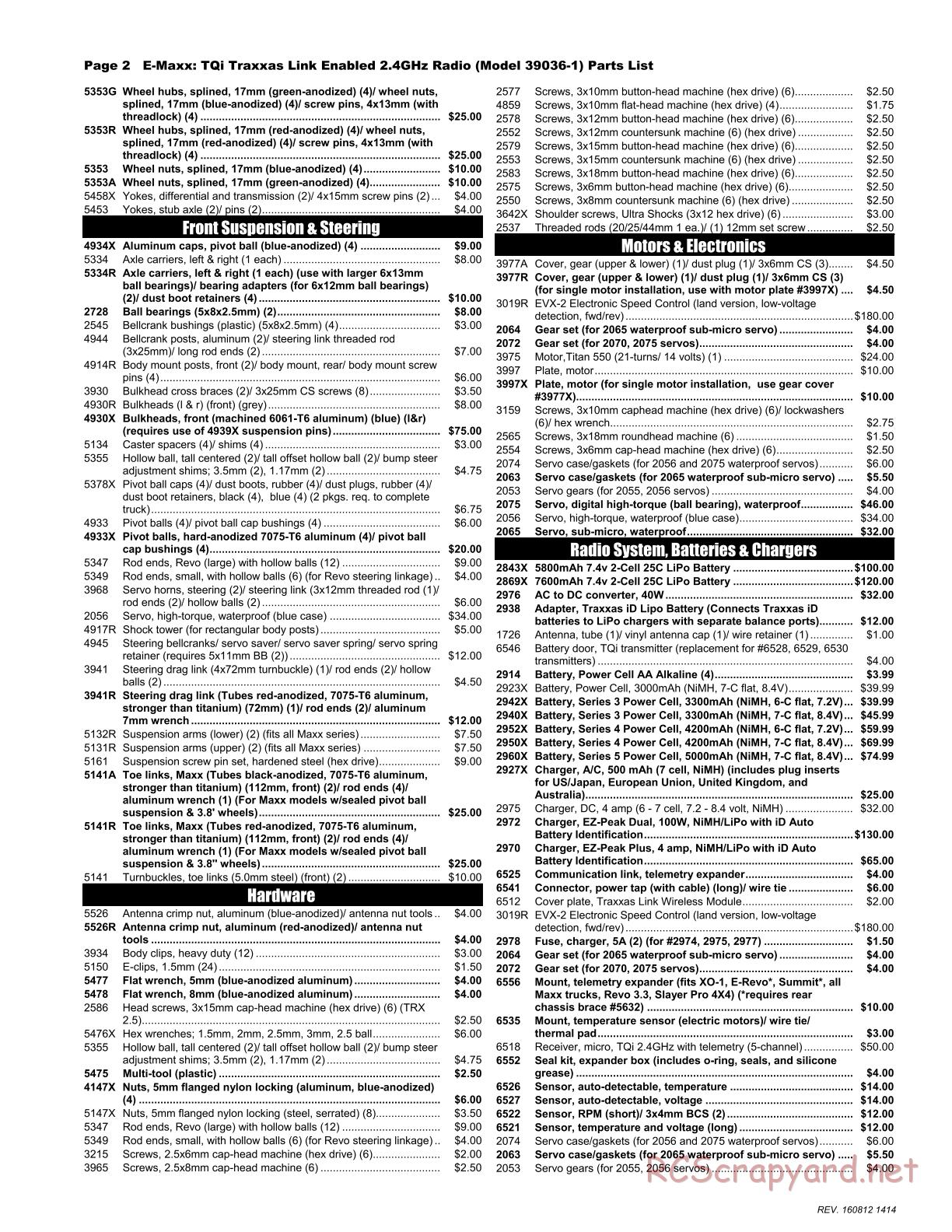 Traxxas - E-Maxx (2015) - Parts List - Page 2