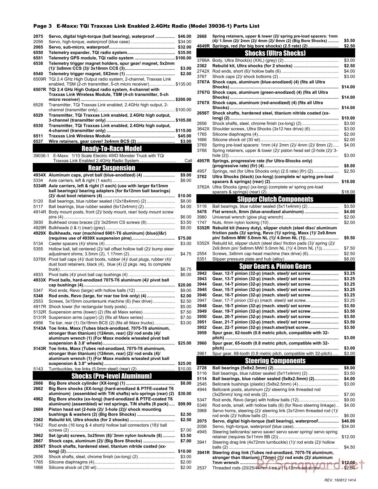 Traxxas - E-Maxx (2015) - Parts List - Page 3