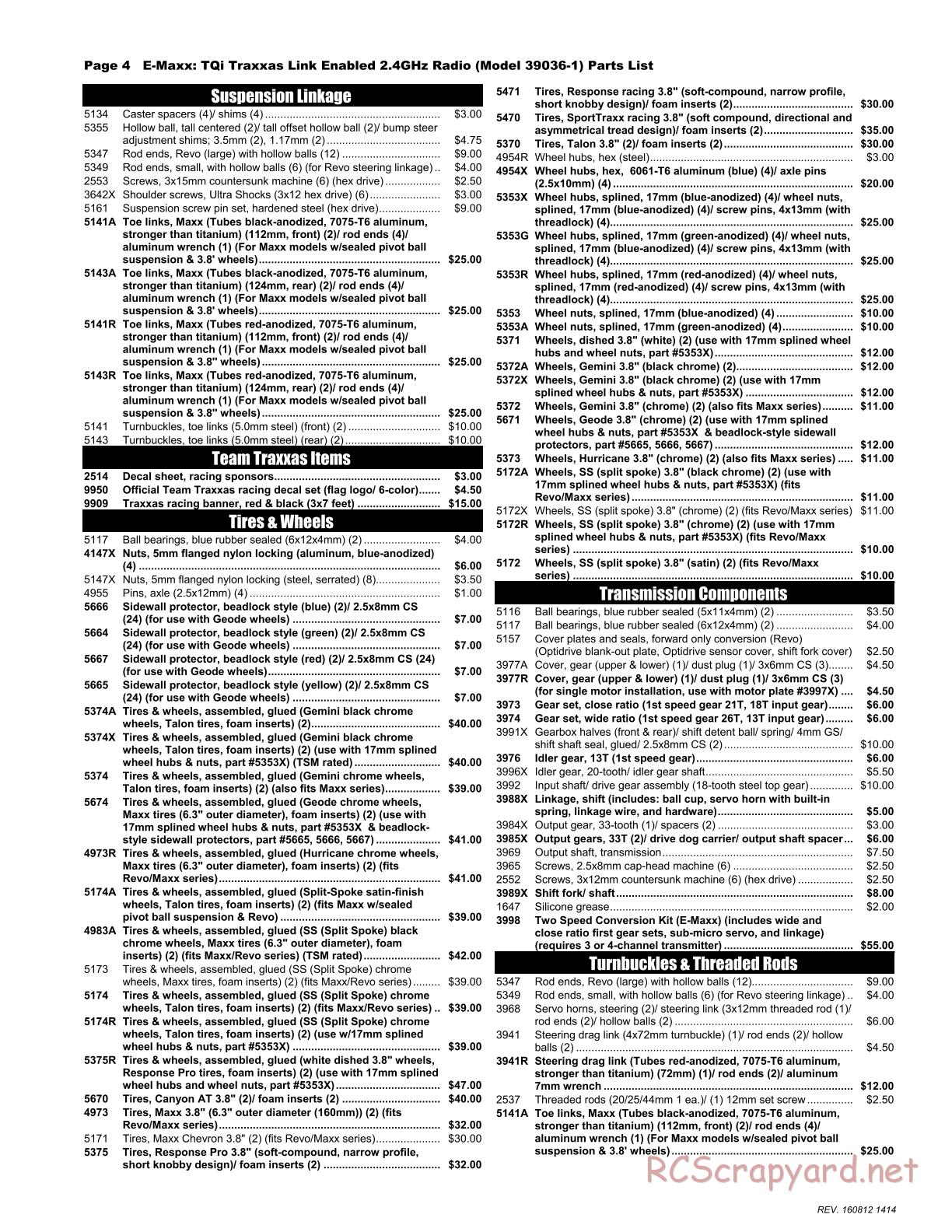 Traxxas - E-Maxx (2015) - Parts List - Page 4