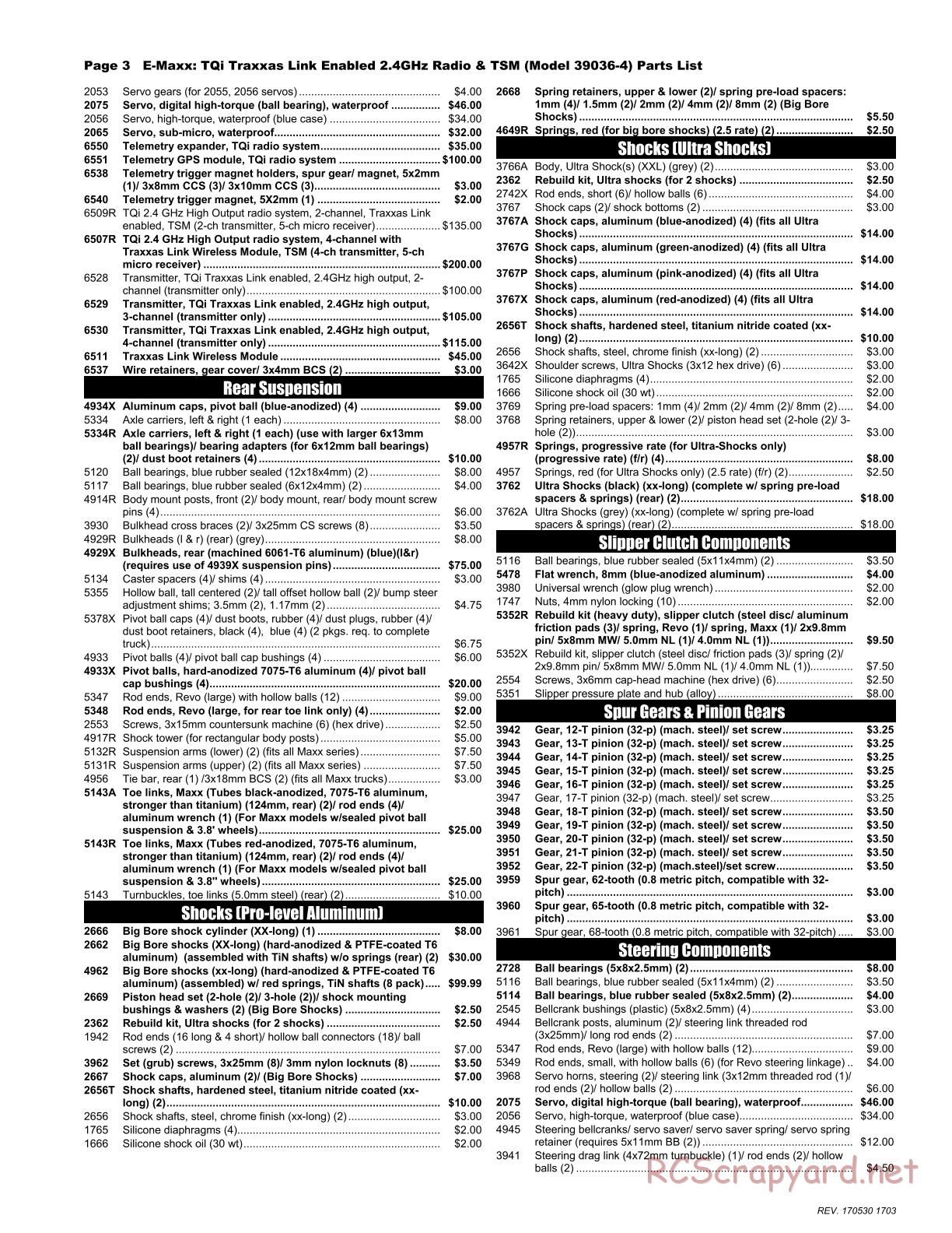 Traxxas - E-Maxx TSM (2016) - Parts List - Page 3