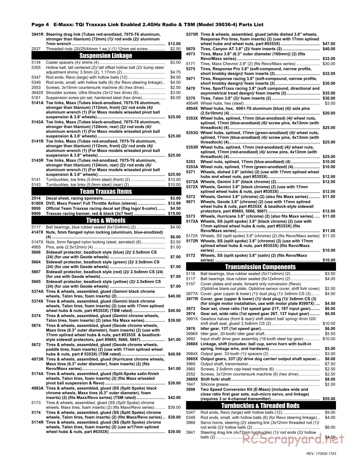 Traxxas - E-Maxx TSM (2016) - Parts List - Page 4