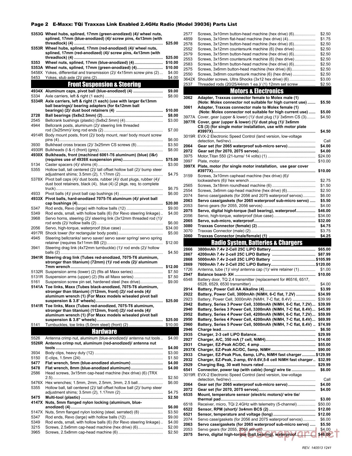 Traxxas - E-Maxx (2014) - Parts List - Page 2