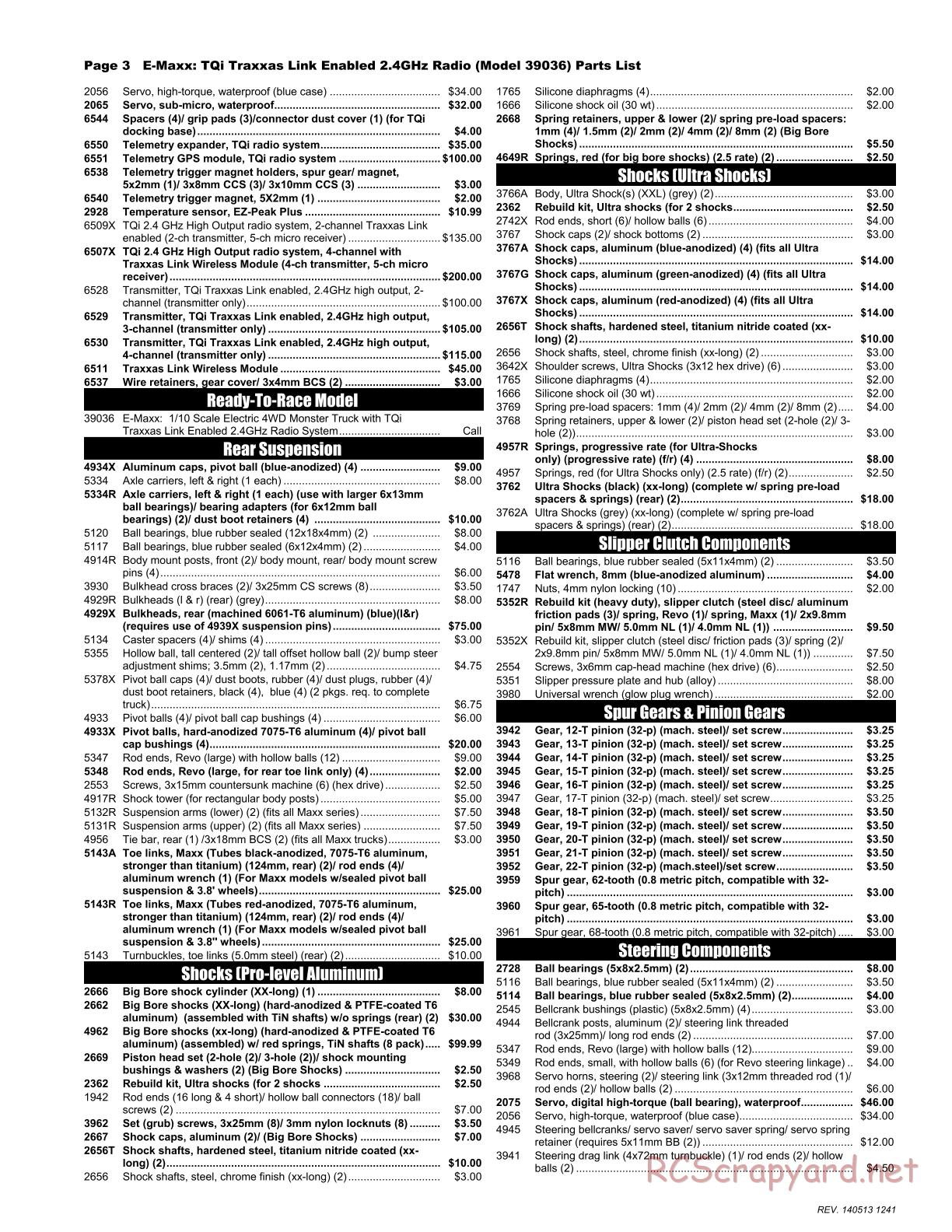 Traxxas - E-Maxx (2014) - Parts List - Page 3