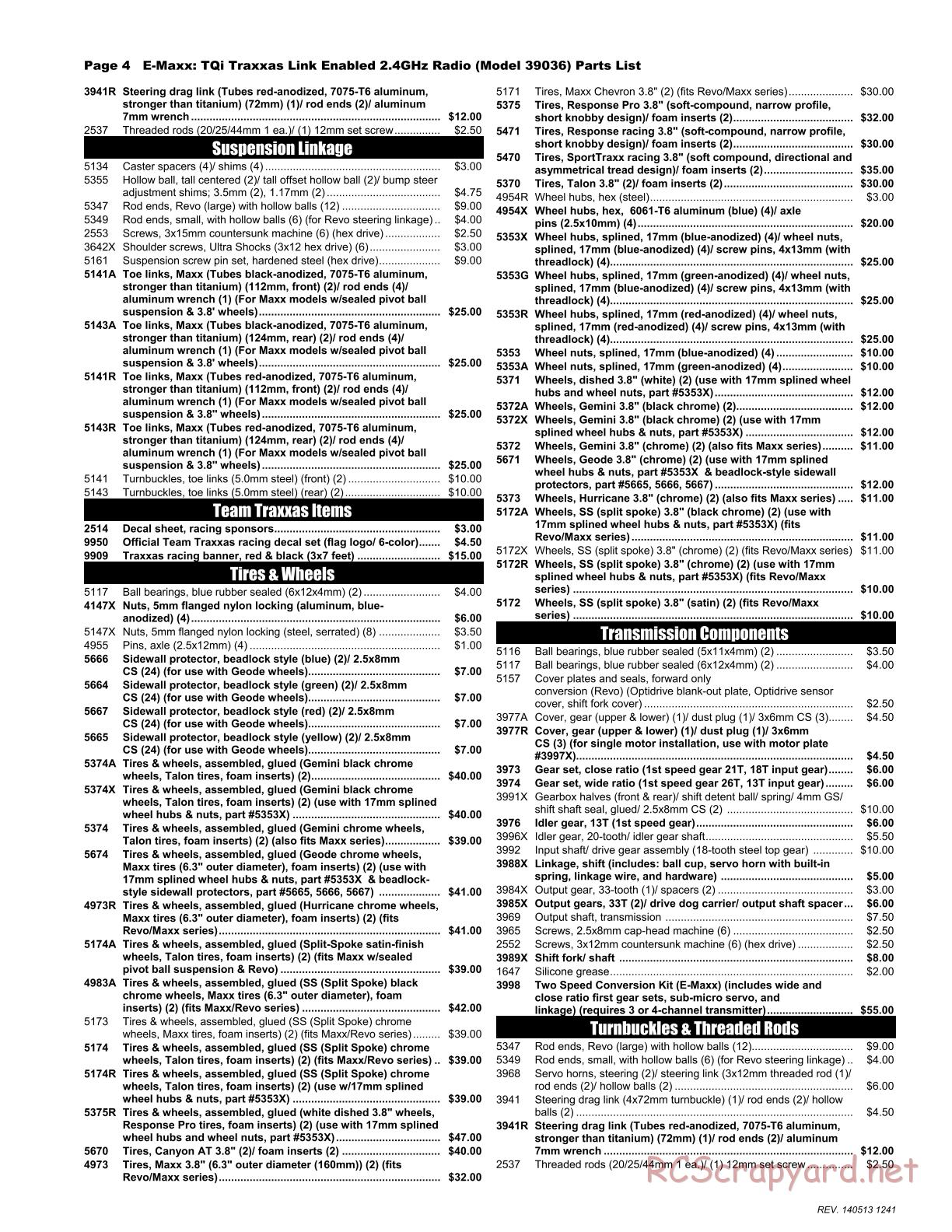 Traxxas - E-Maxx (2014) - Parts List - Page 4