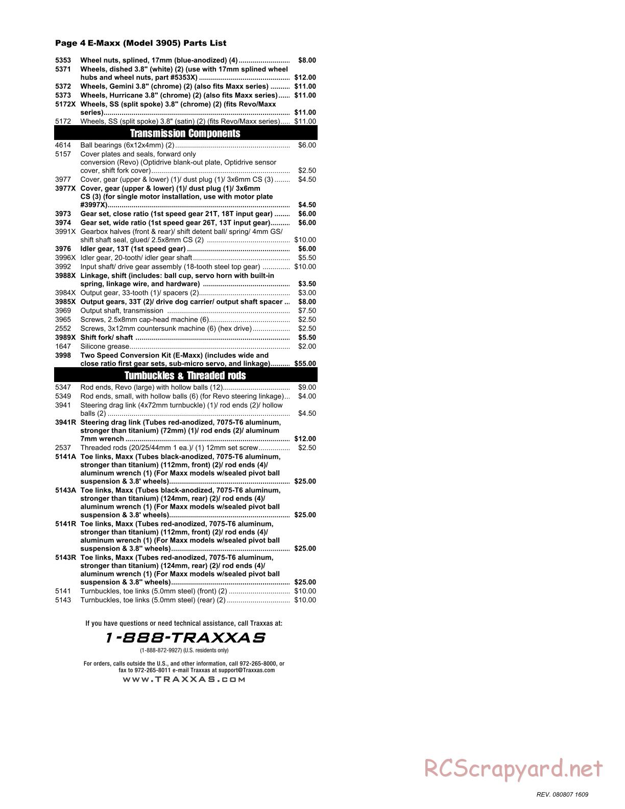 Traxxas - E-Maxx (2007) - Parts List - Page 4